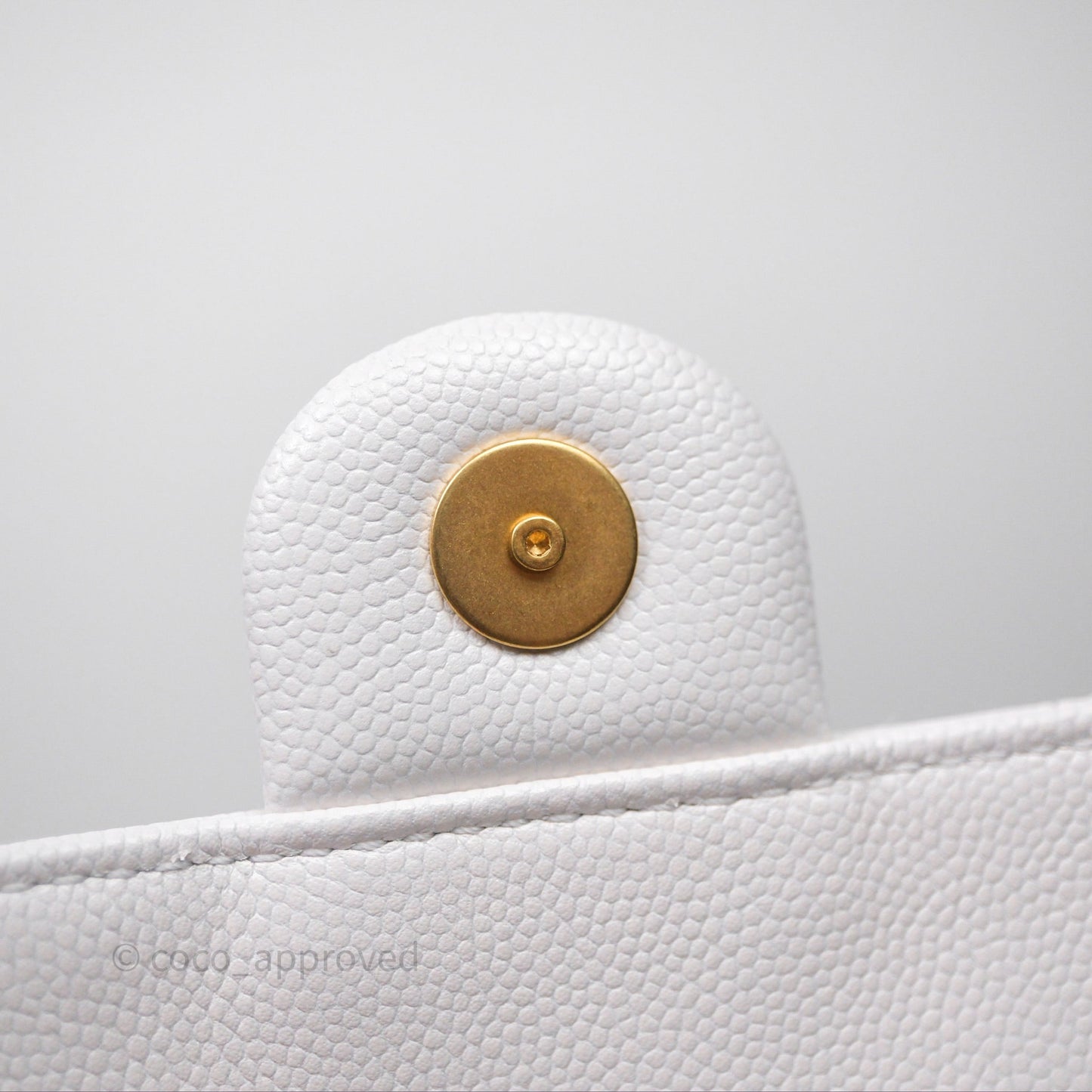 Chanel 25 Small White Caviar Aged Gold Hardware