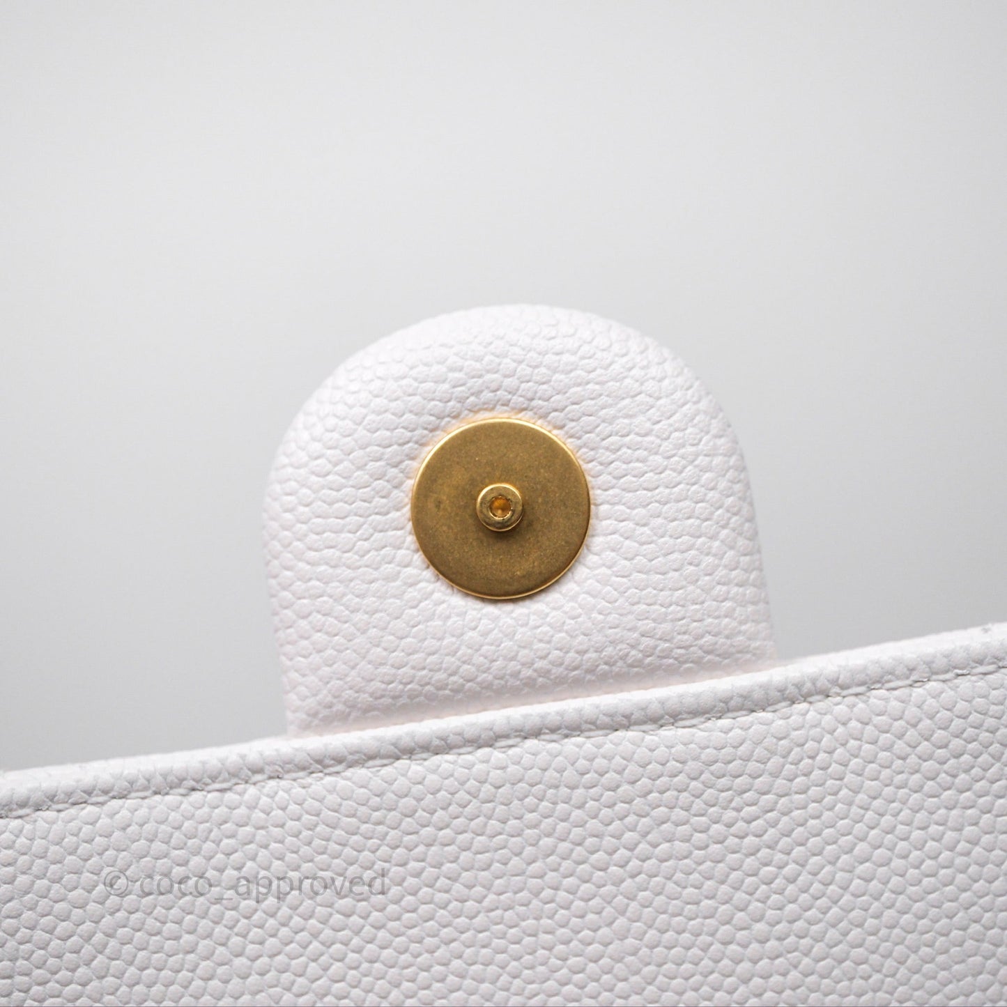Chanel 25 Small White Caviar Aged Gold Hardware