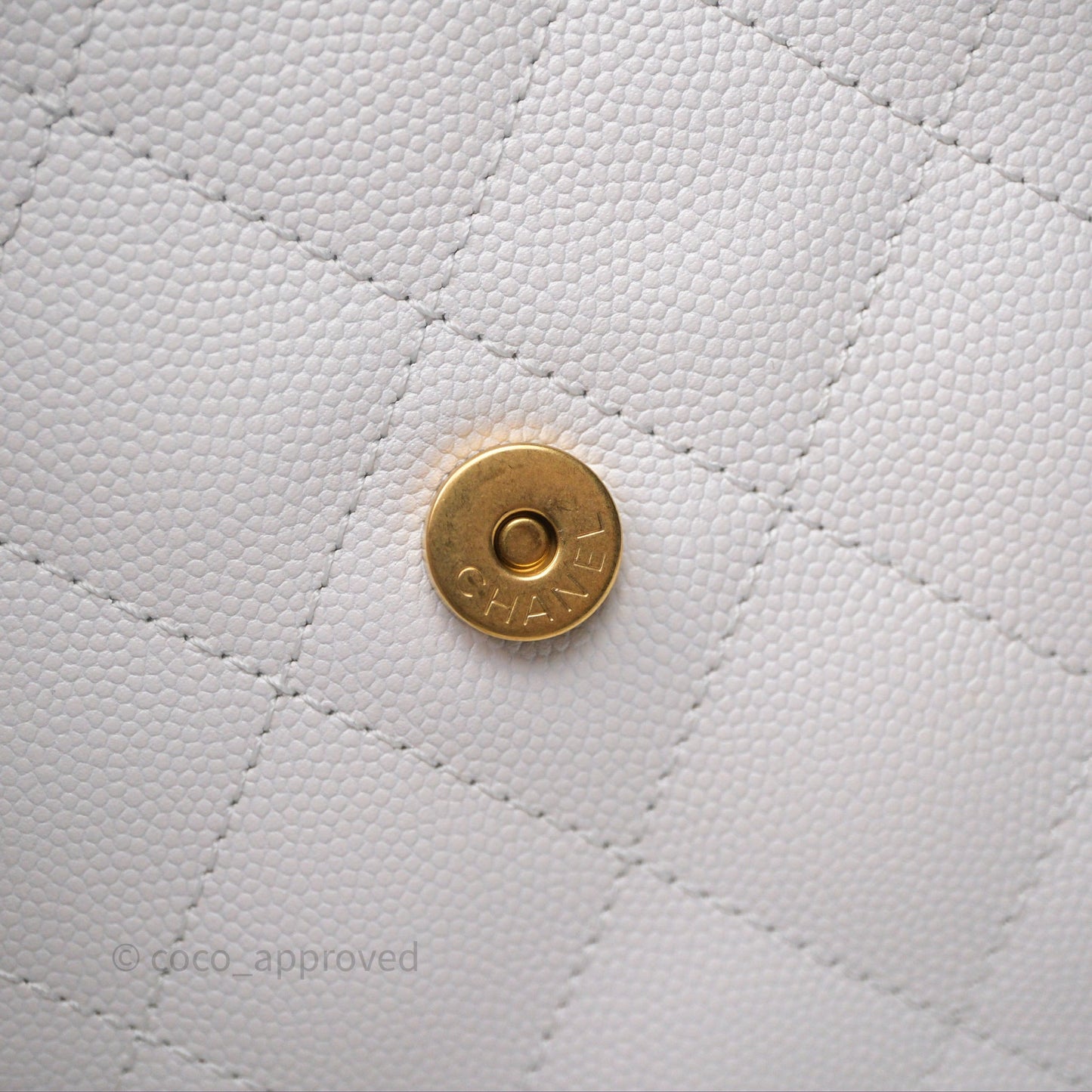 Chanel 25 Small White Caviar Aged Gold Hardware