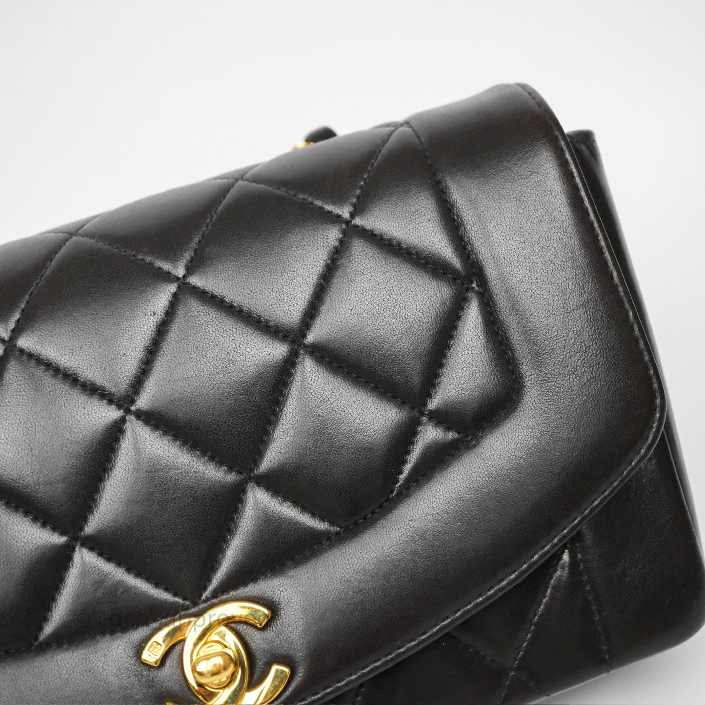 Chanel Vintage Small Diana Bag Quilted Black Lambskin 24K Gold Hardware