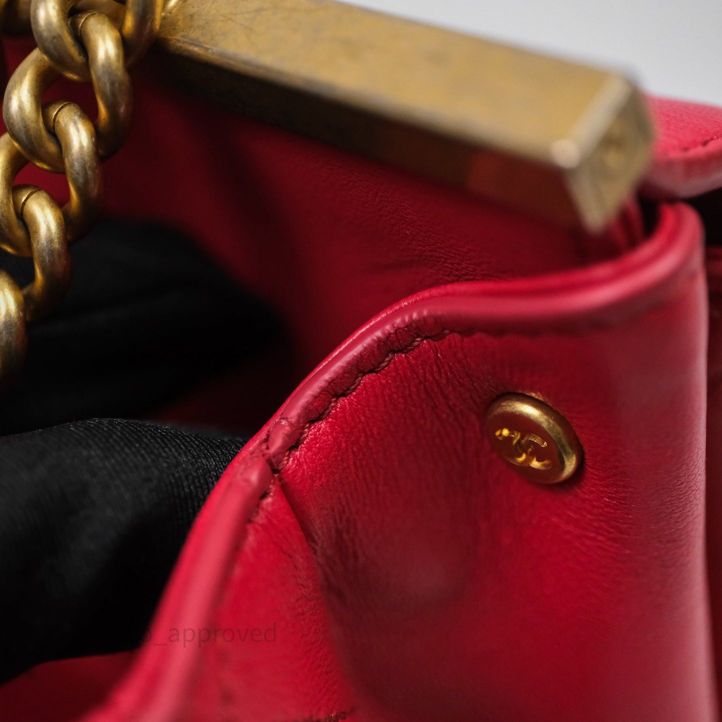 Chanel Small Coco Luxe Flap Bag Red Calfskin Aged Gold Hardware