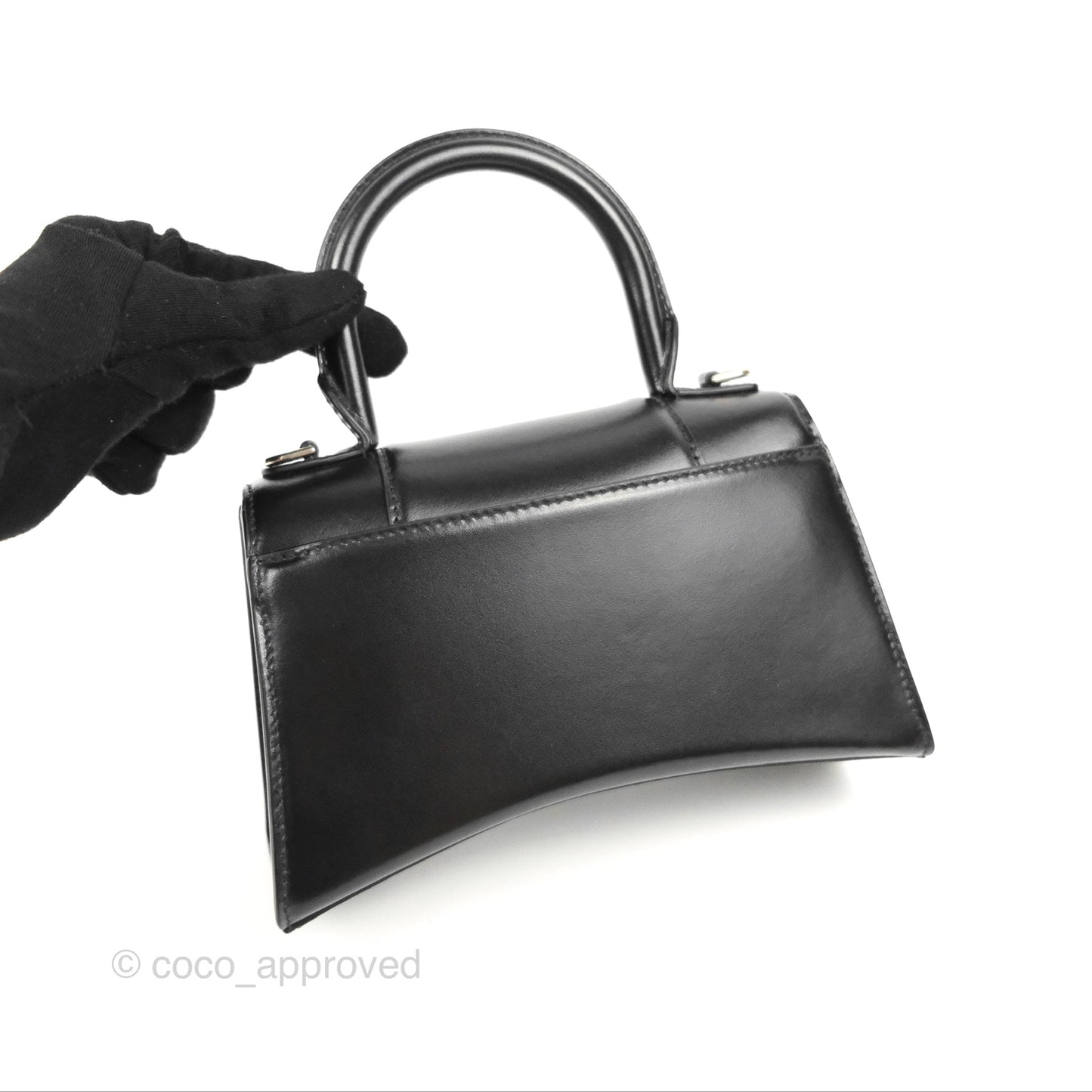 Balenciaga Small Hourglass Graffiti Top Handle Bag Black Calfskin