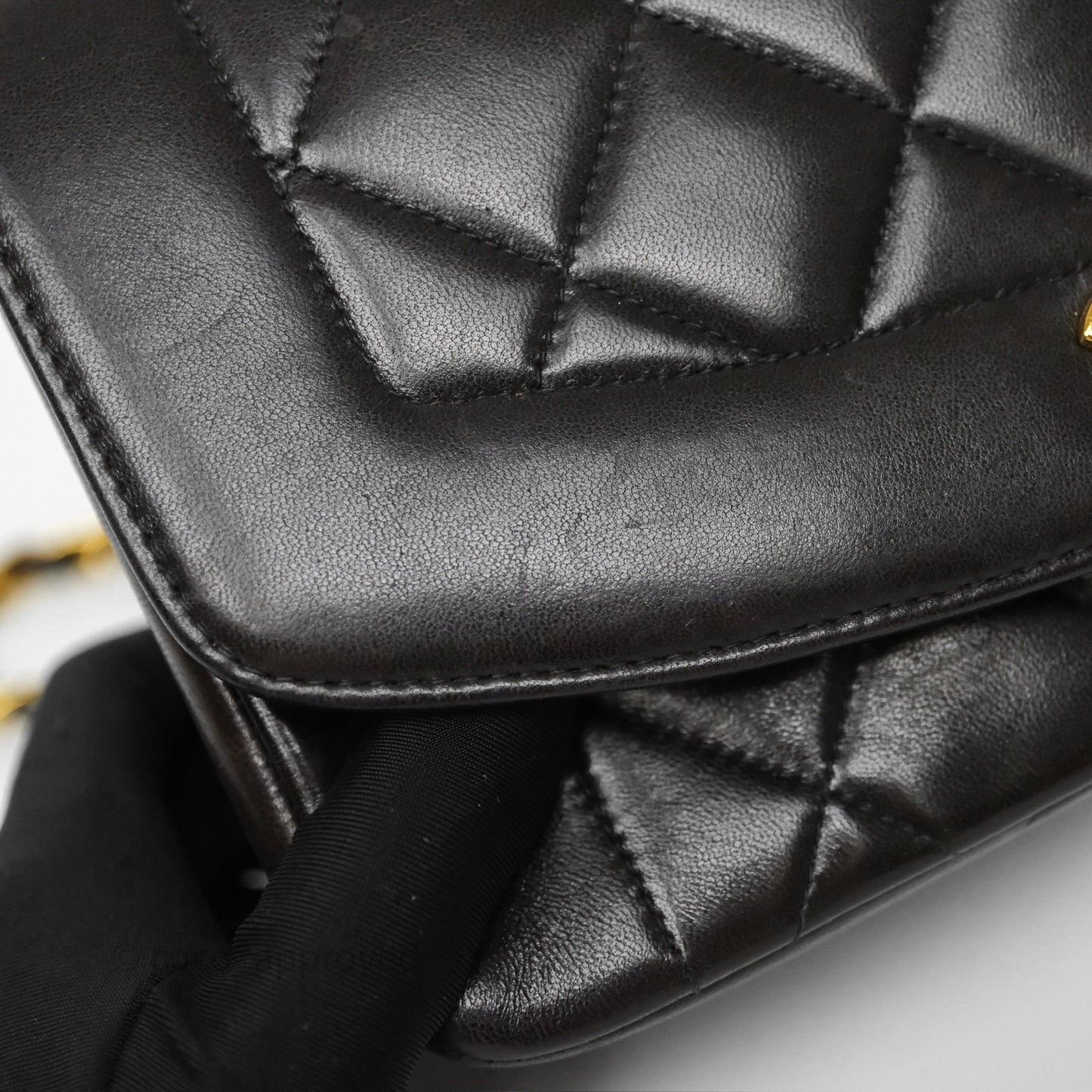 Chanel Vintage Small Diana Bag Quilted Black Lambskin 24K Gold Hardware