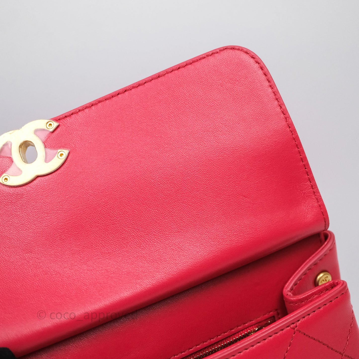 Chanel Small Coco Luxe Flap Bag Red Calfskin Aged Gold Hardware