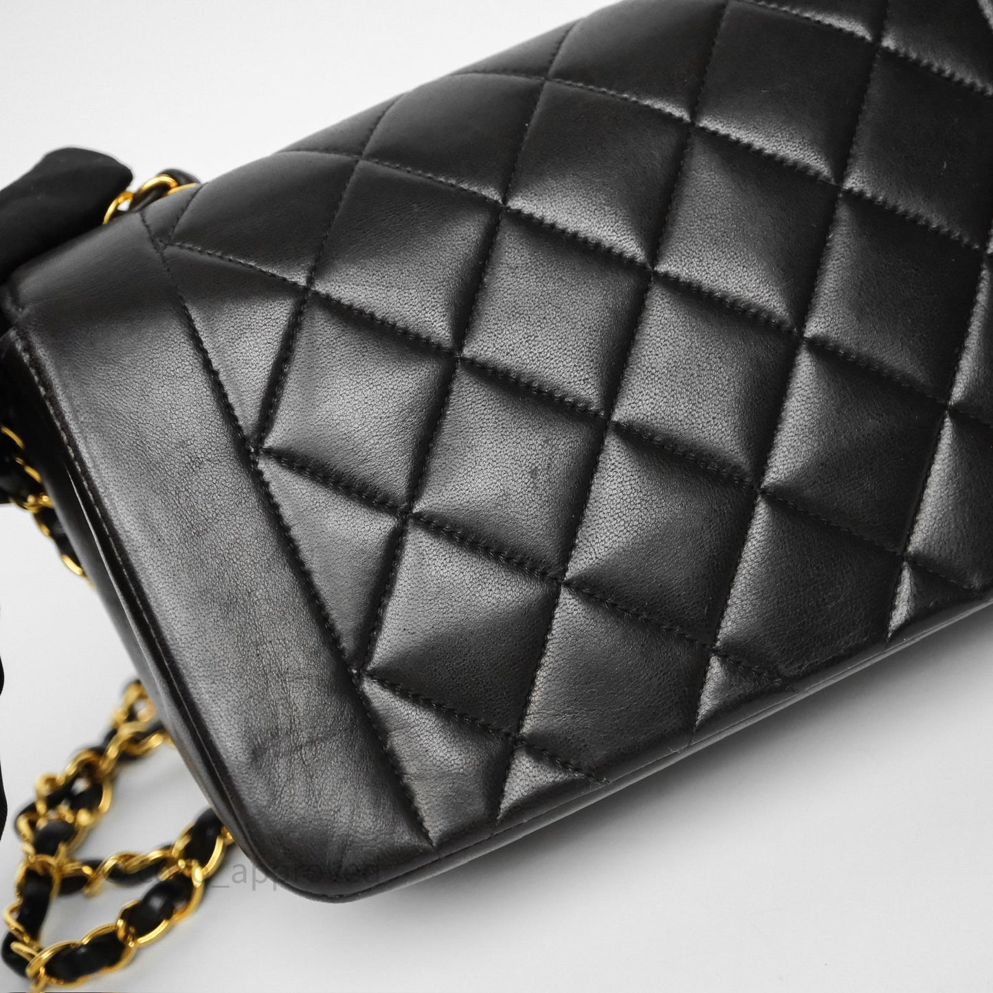 Chanel Vintage Small Diana Bag Quilted Black Lambskin 24K Gold Hardware