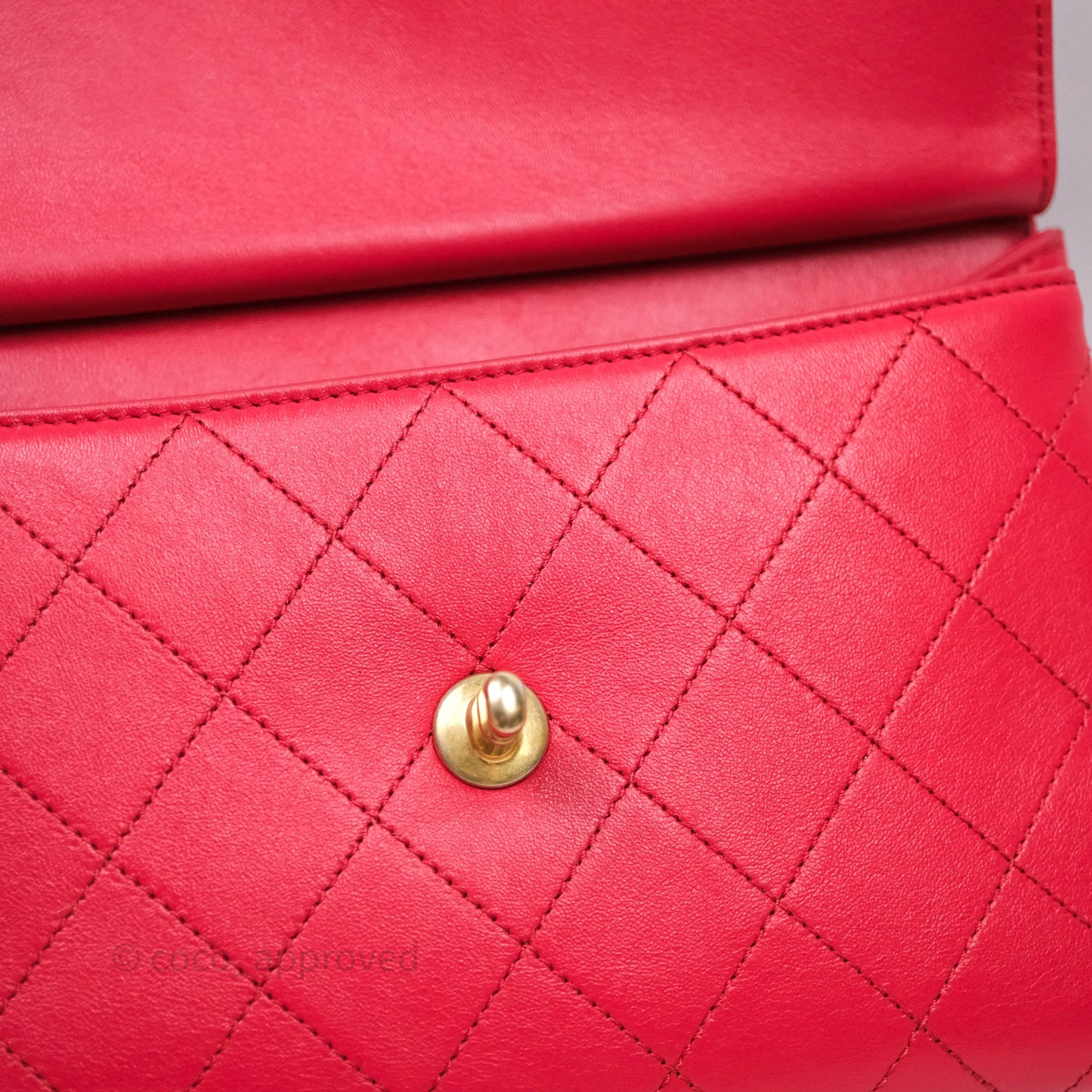 Chanel Small Coco Luxe Flap Bag Red Calfskin Aged Gold Hardware