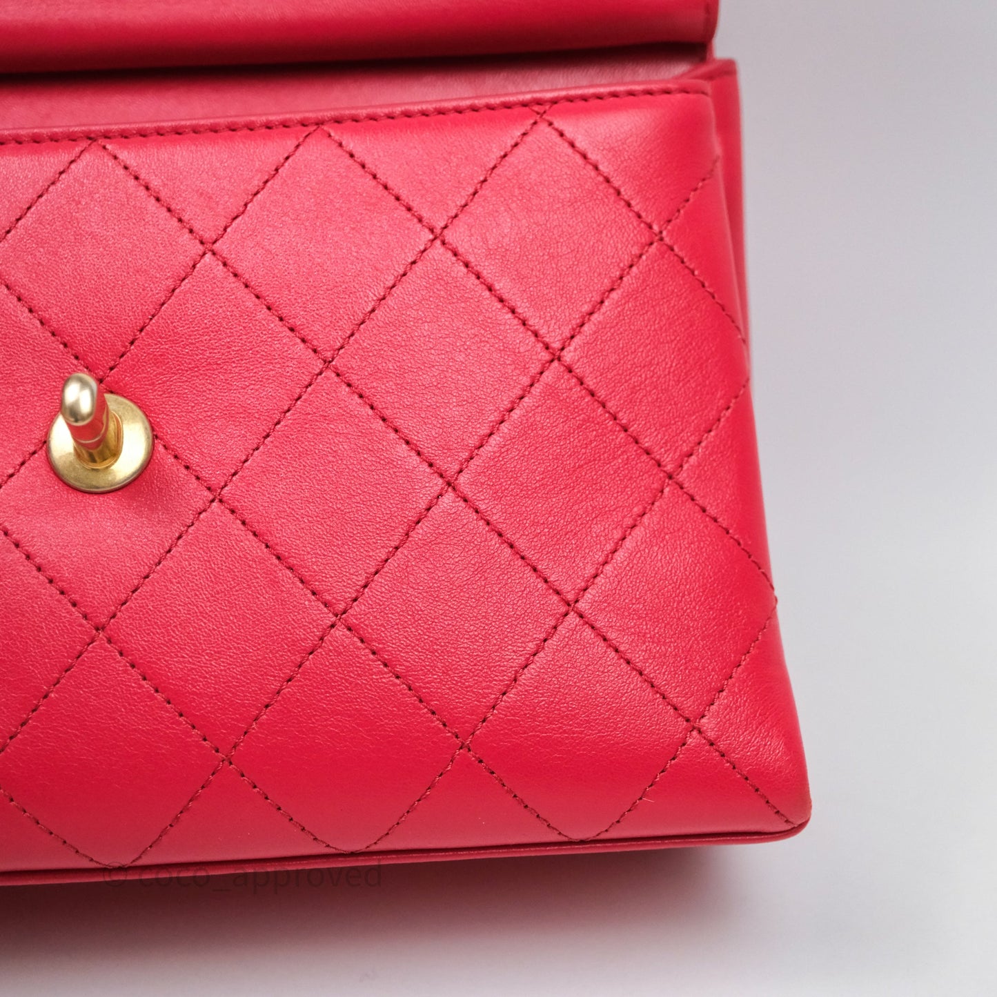 Chanel Small Coco Luxe Flap Bag Red Calfskin Aged Gold Hardware