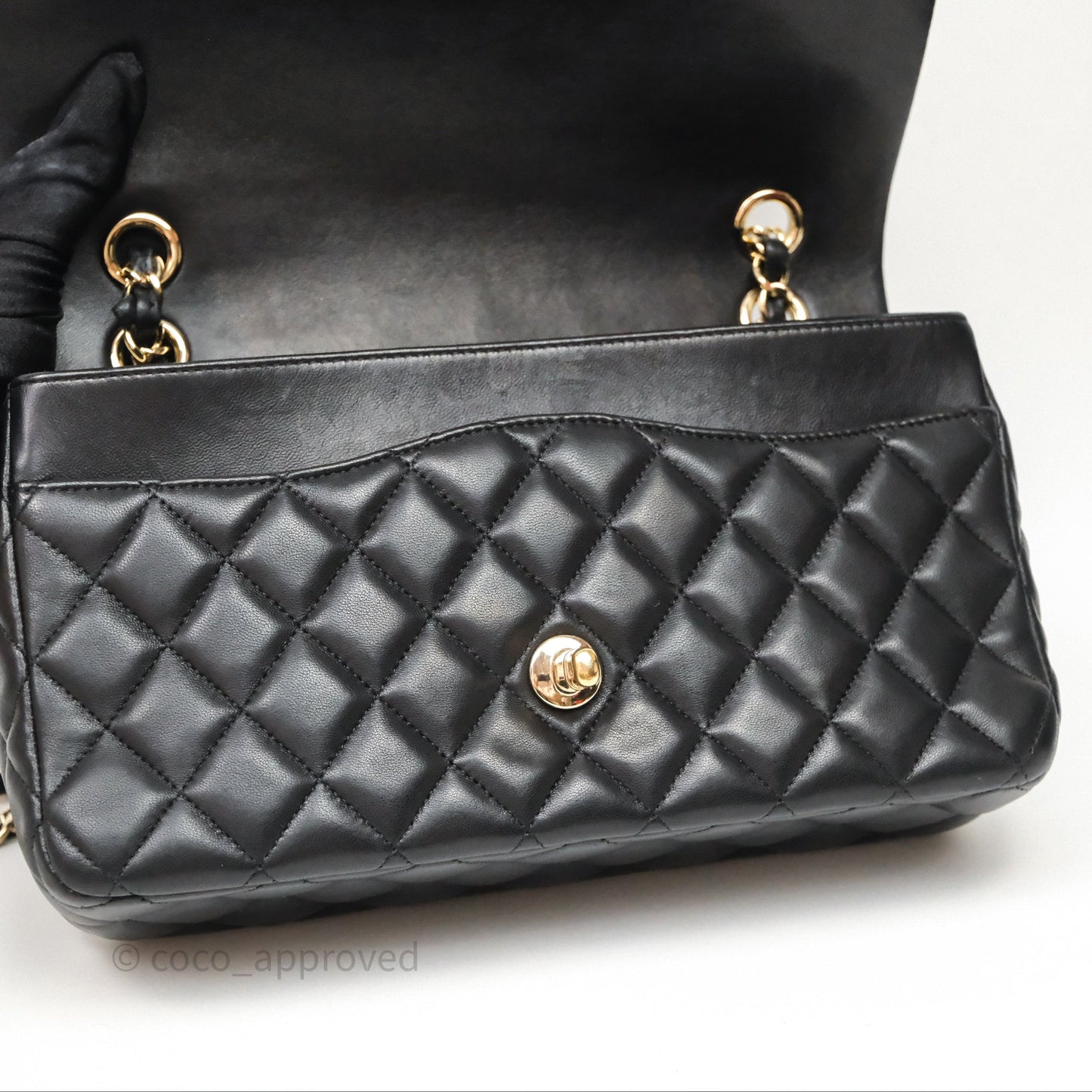 Chanel Classic M/L Medium Flap Bag Valentine Limited Edition Black Lambskin Gold Hardware