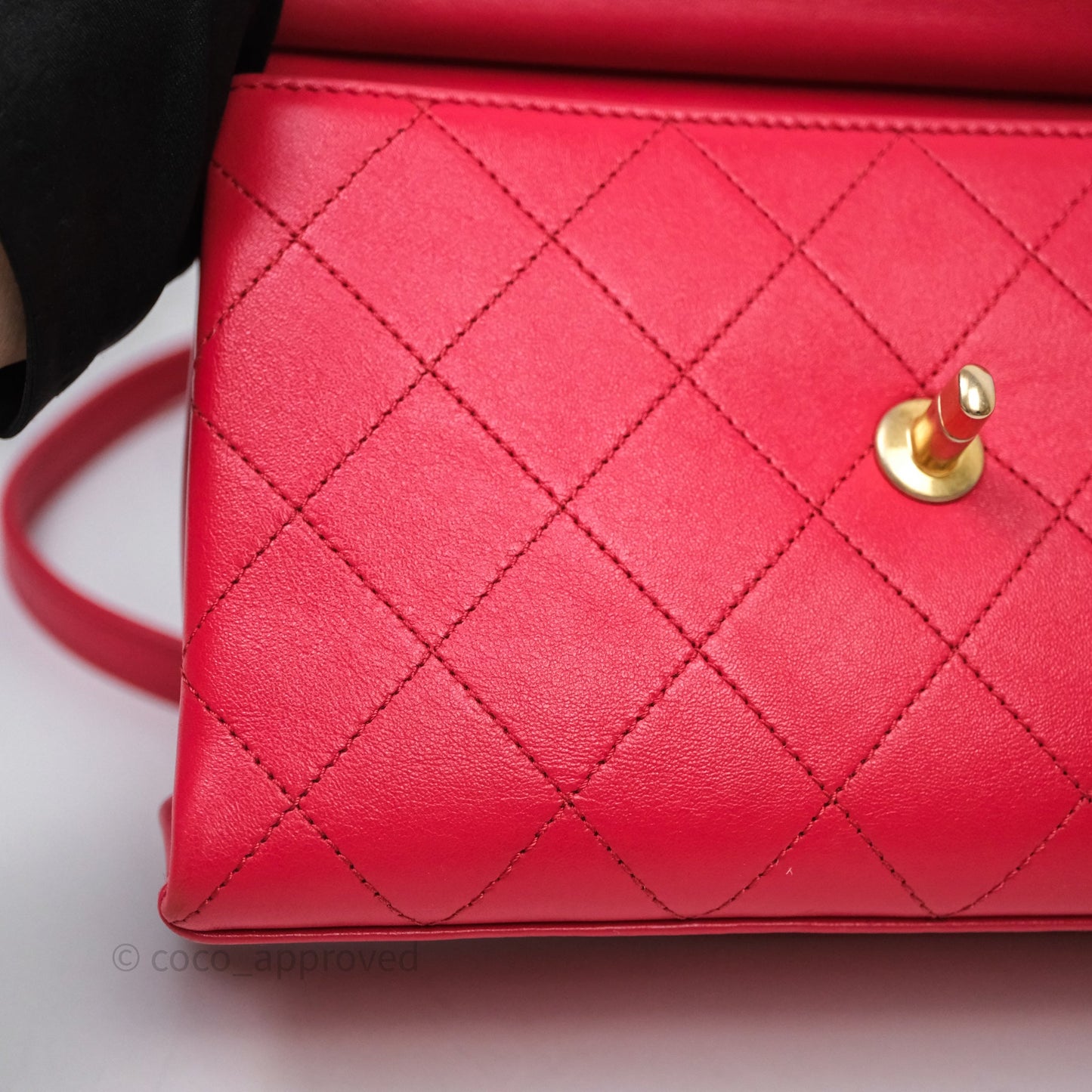 Chanel Small Coco Luxe Flap Bag Red Calfskin Aged Gold Hardware