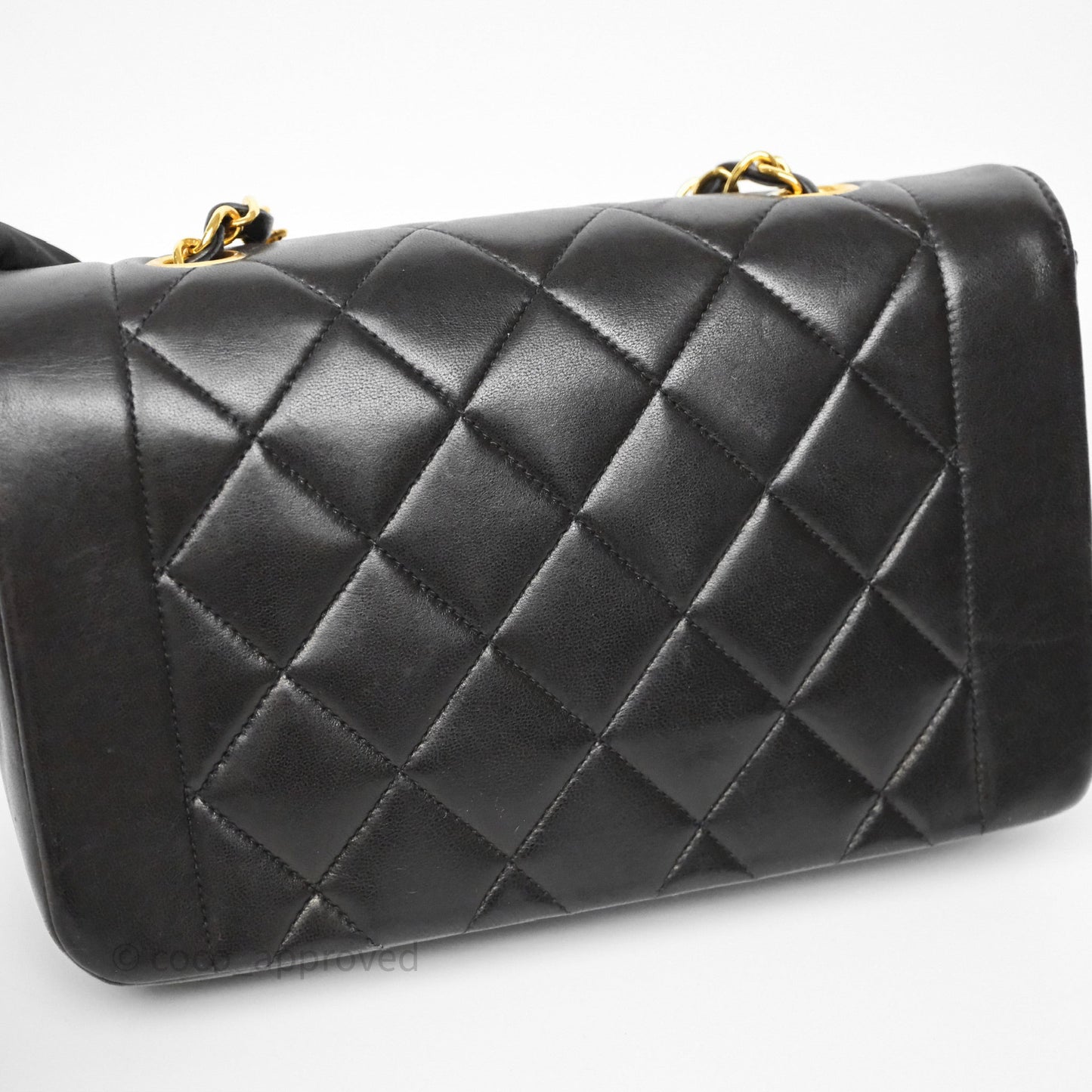 Chanel Vintage Small Diana Bag Quilted Black Lambskin 24K Gold Hardware