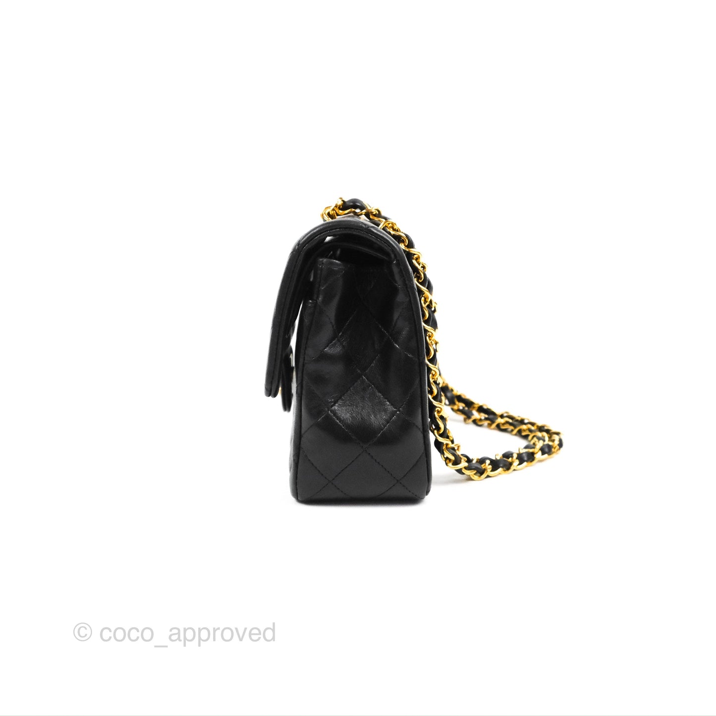 Chanel Vintage Small Classic Flap Black Lambskin 24K Gold Hardware