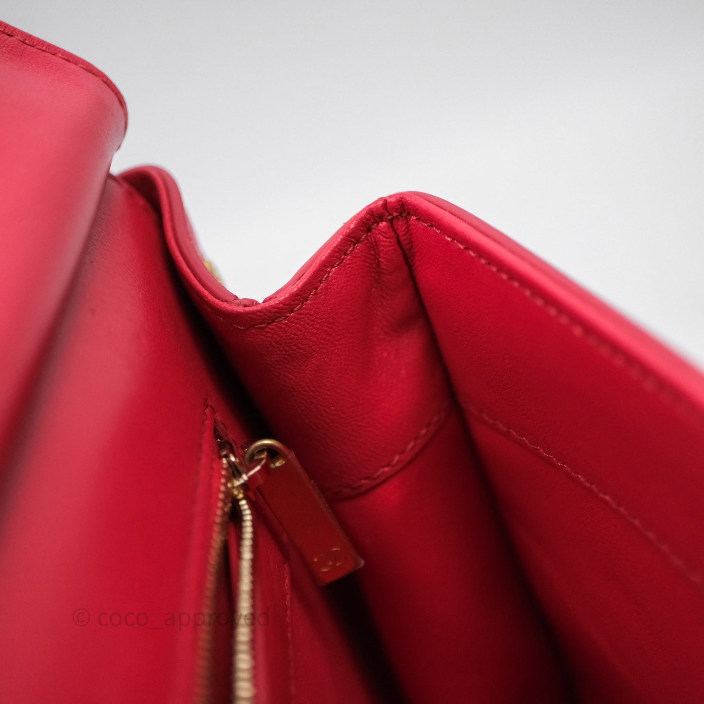 Chanel Small Coco Luxe Flap Bag Red Calfskin Aged Gold Hardware