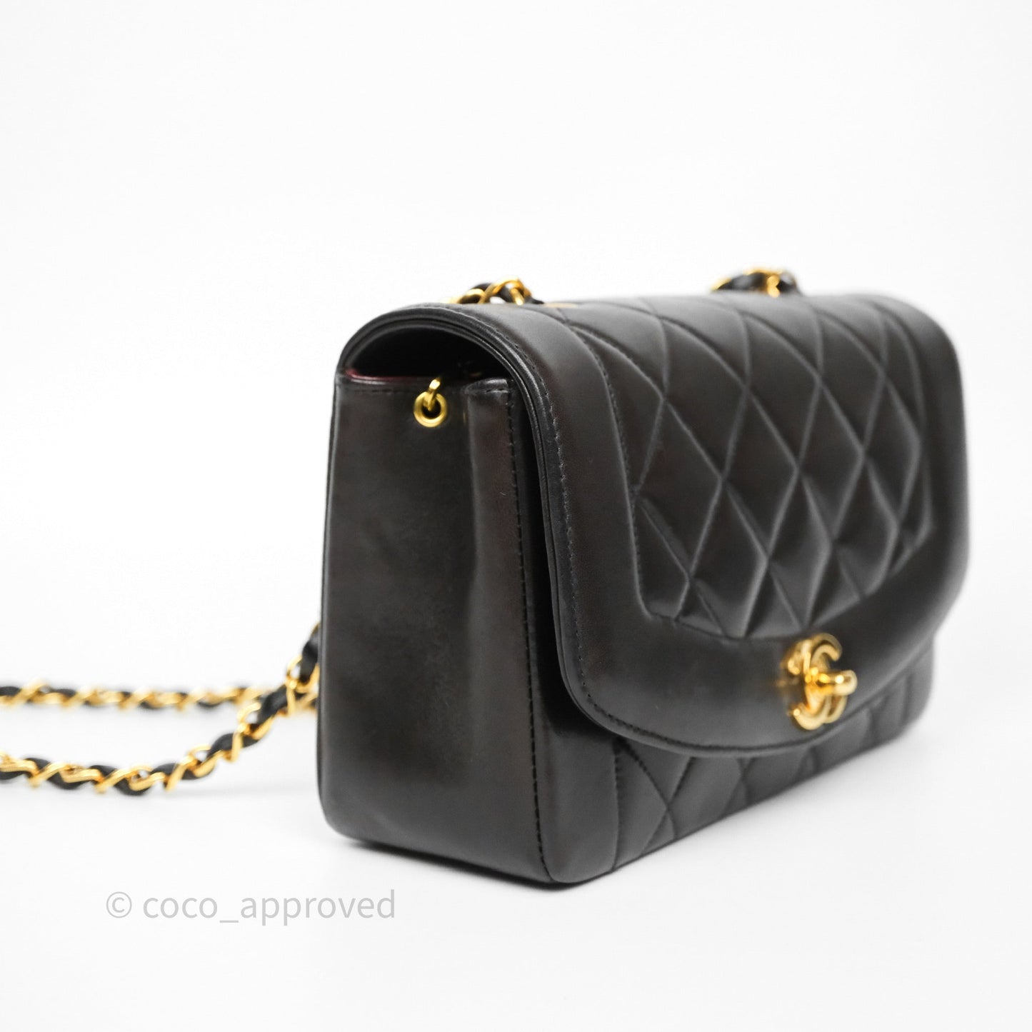 Chanel Vintage Small Diana Bag Quilted Black Lambskin 24K Gold Hardware