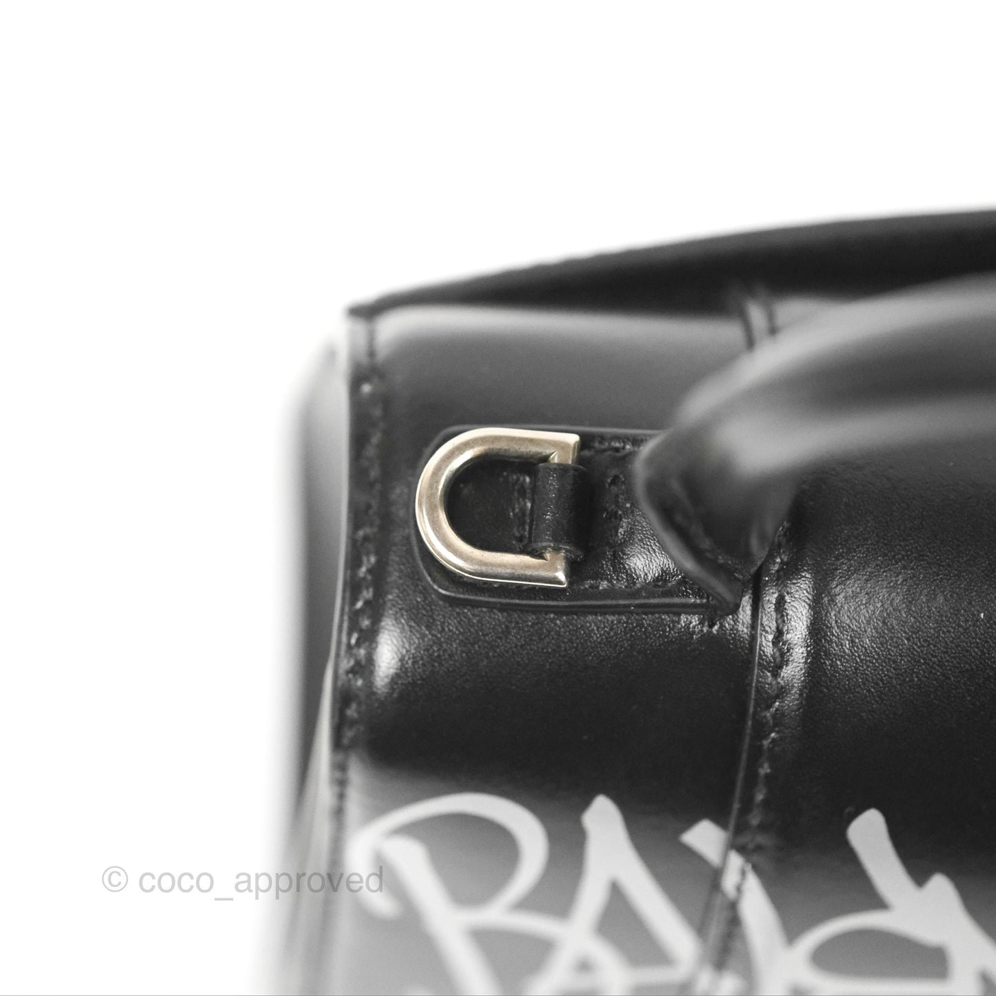 Balenciaga Small Hourglass Graffiti Top Handle Bag Black Calfskin