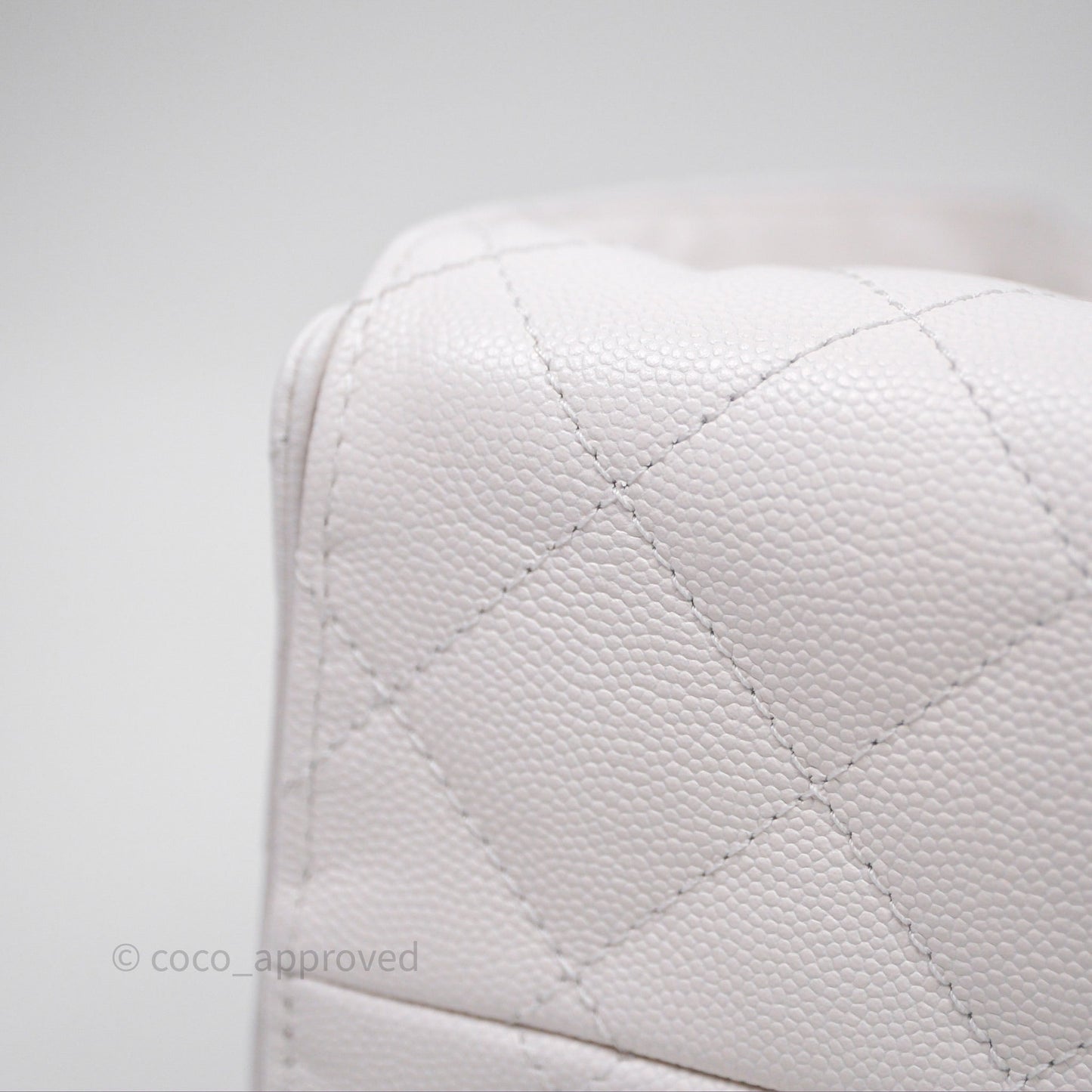 Chanel 25 Small White Caviar Aged Gold Hardware