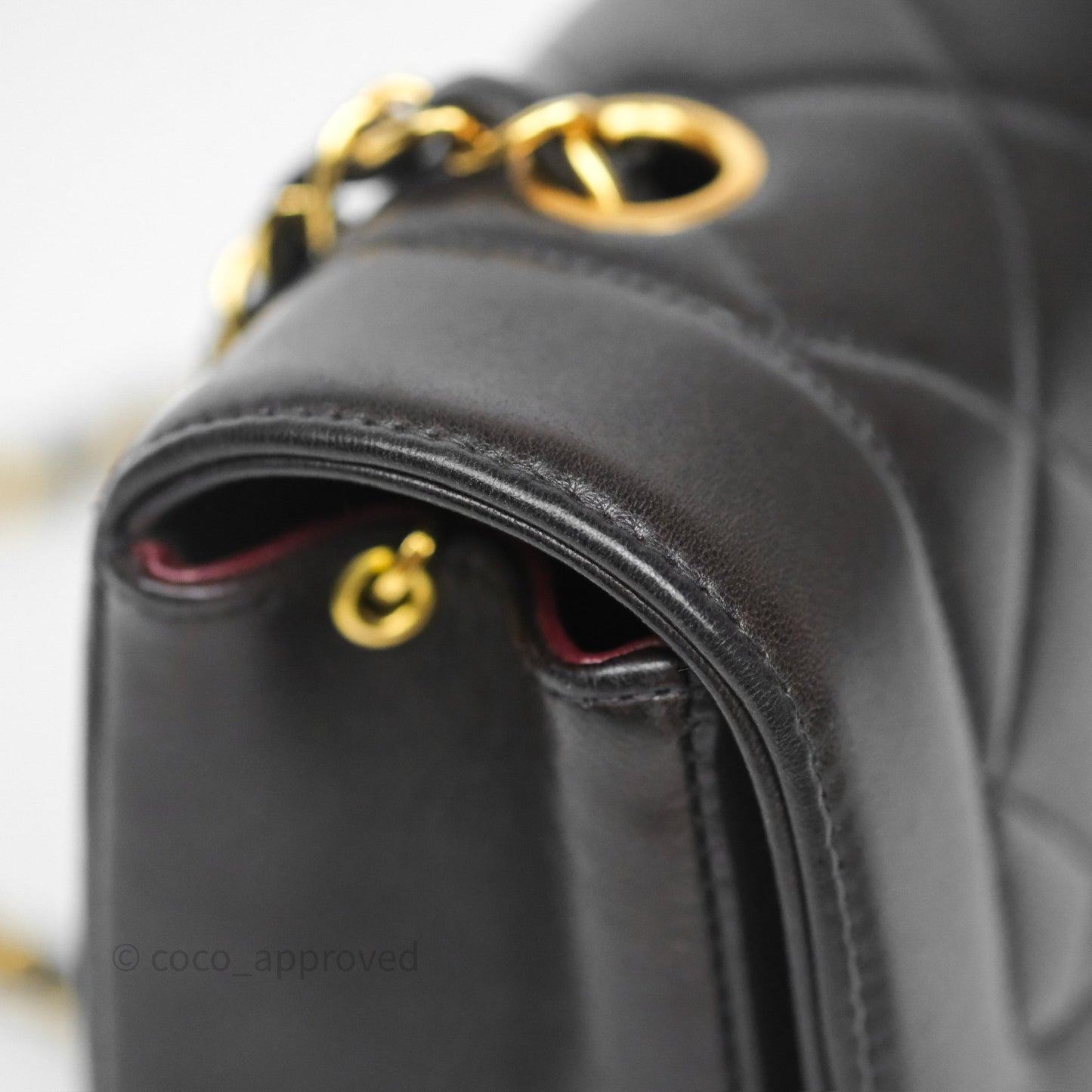 Chanel Vintage Small Diana Bag Quilted Black Lambskin 24K Gold Hardware