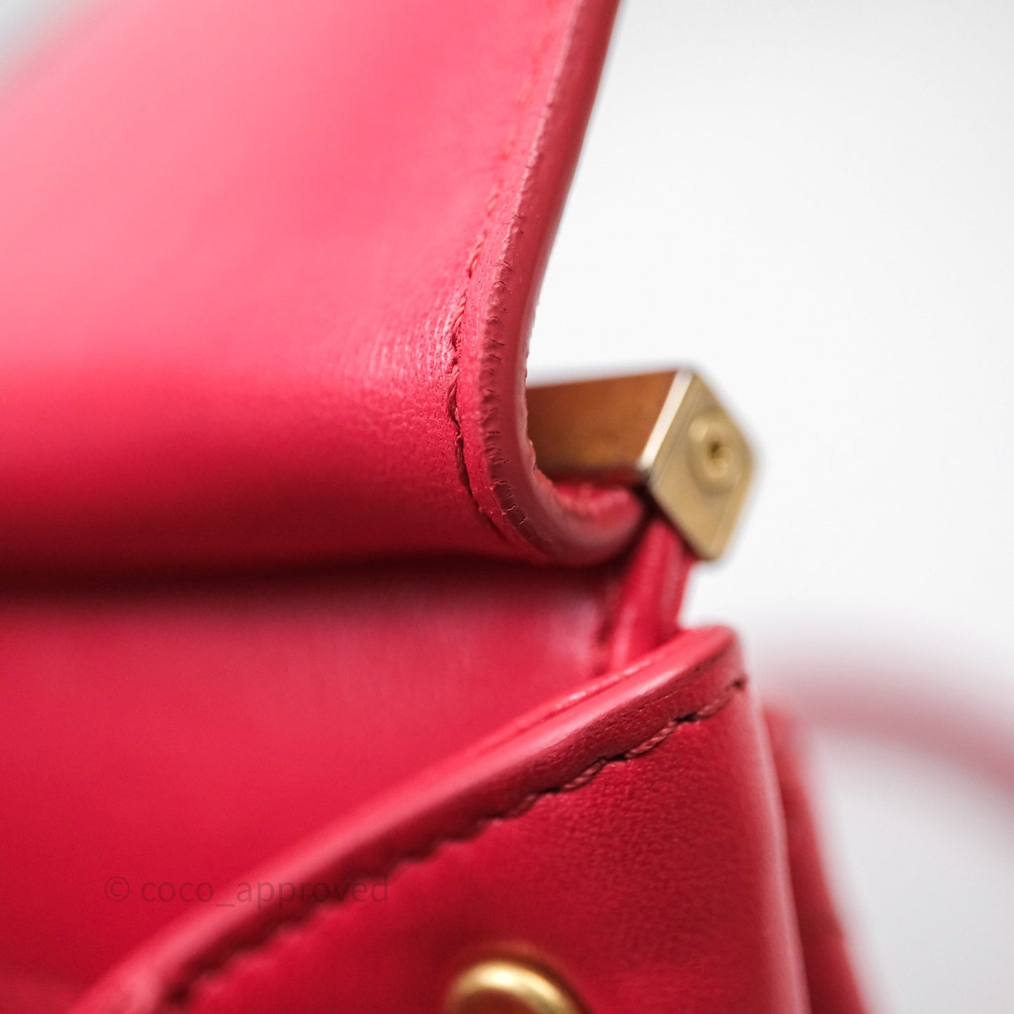 Chanel Small Coco Luxe Flap Bag Red Calfskin Aged Gold Hardware