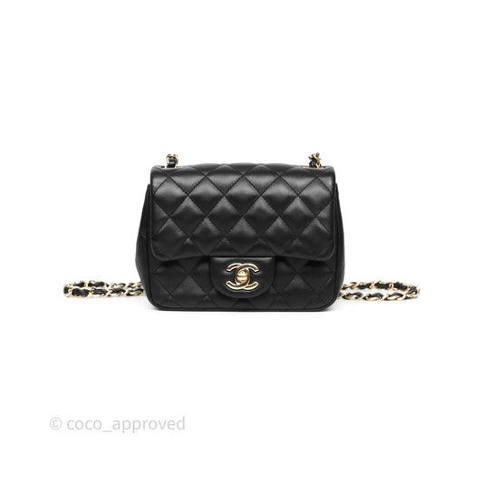 Chanel Mini Square Black Lambskin Gold Hardware