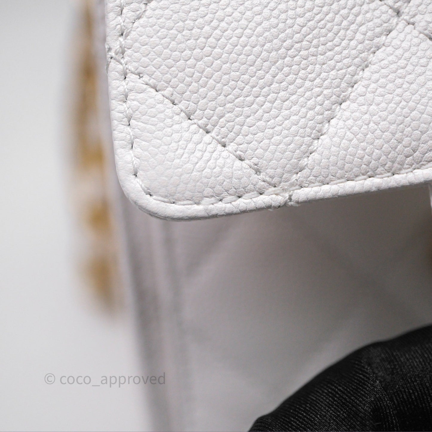 Chanel 25 Small White Caviar Aged Gold Hardware