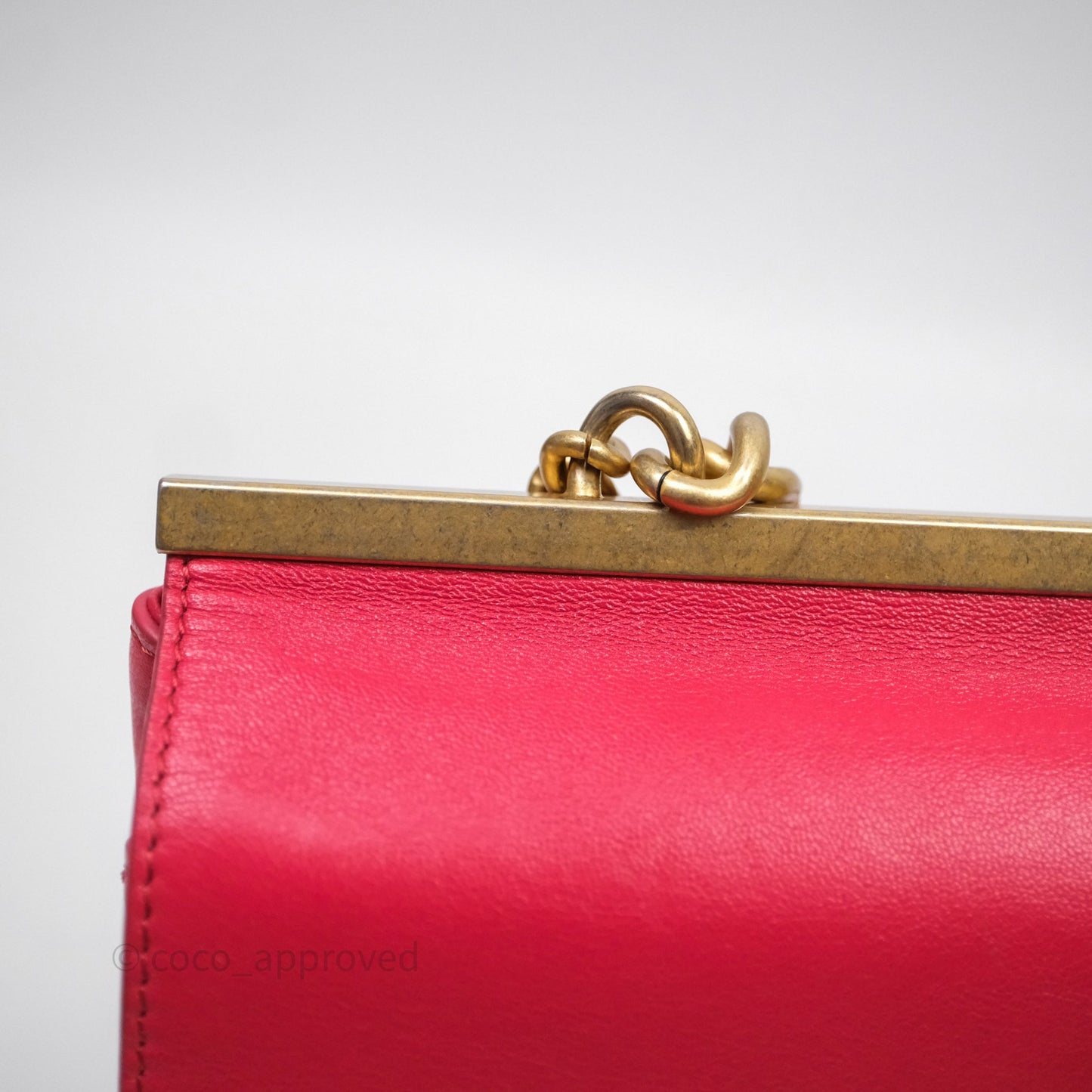 Chanel Small Coco Luxe Flap Bag Red Calfskin Aged Gold Hardware