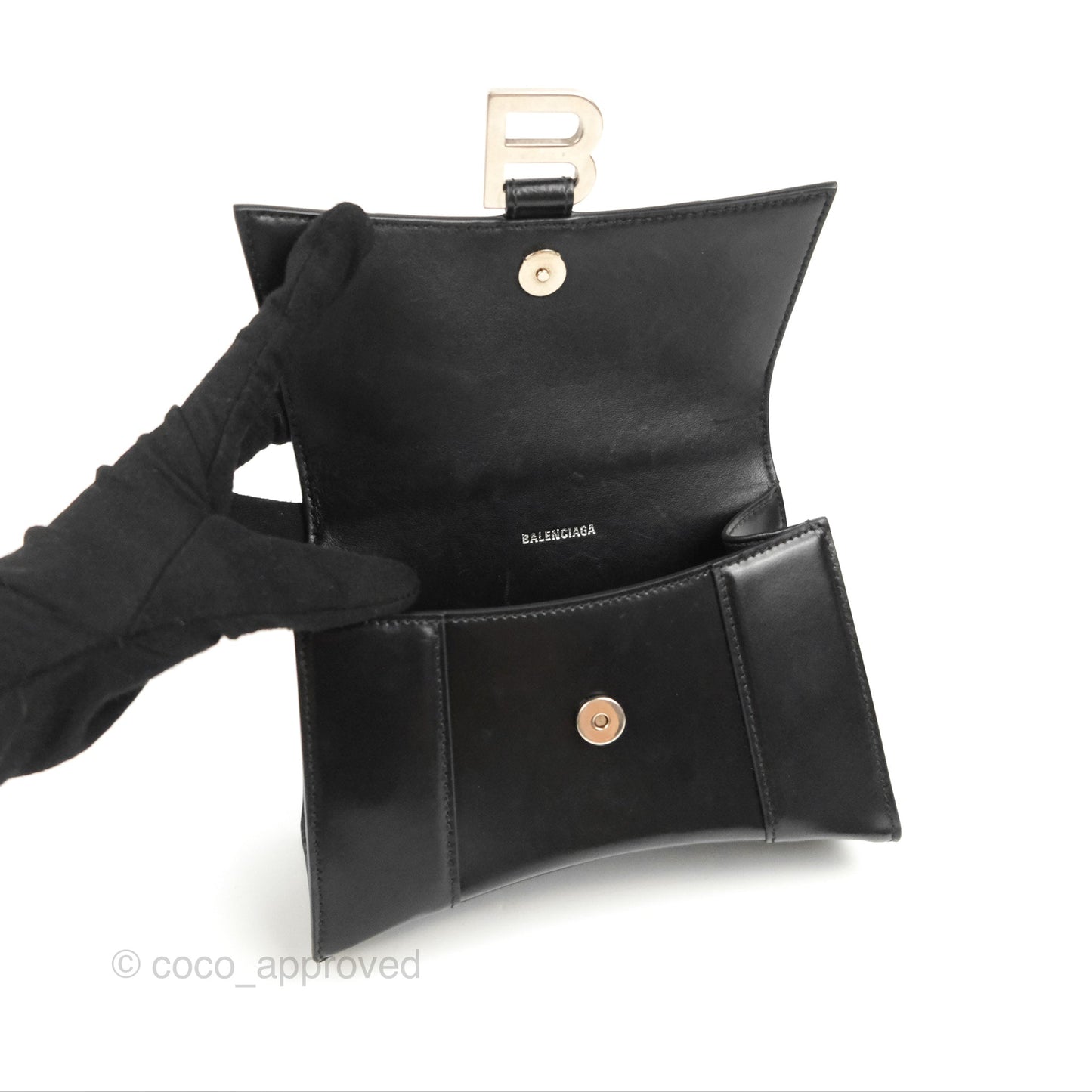 Balenciaga Small Hourglass Graffiti Top Handle Bag Black Calfskin