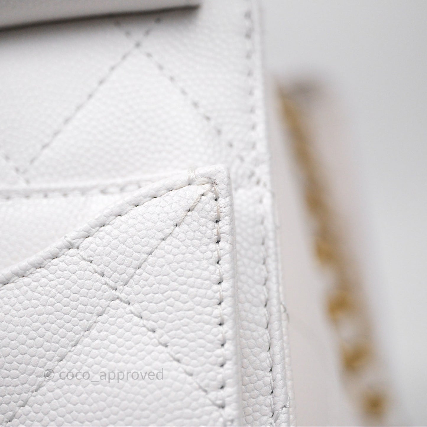 Chanel 25 Small White Caviar Aged Gold Hardware