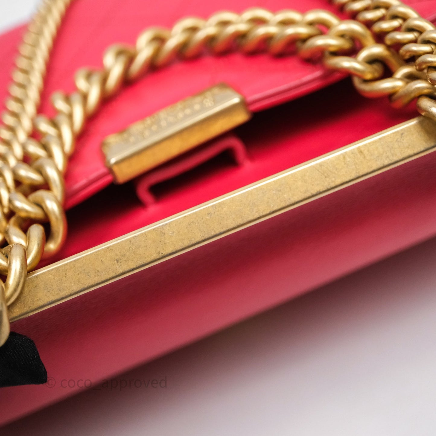 Chanel Small Coco Luxe Flap Bag Red Calfskin Aged Gold Hardware