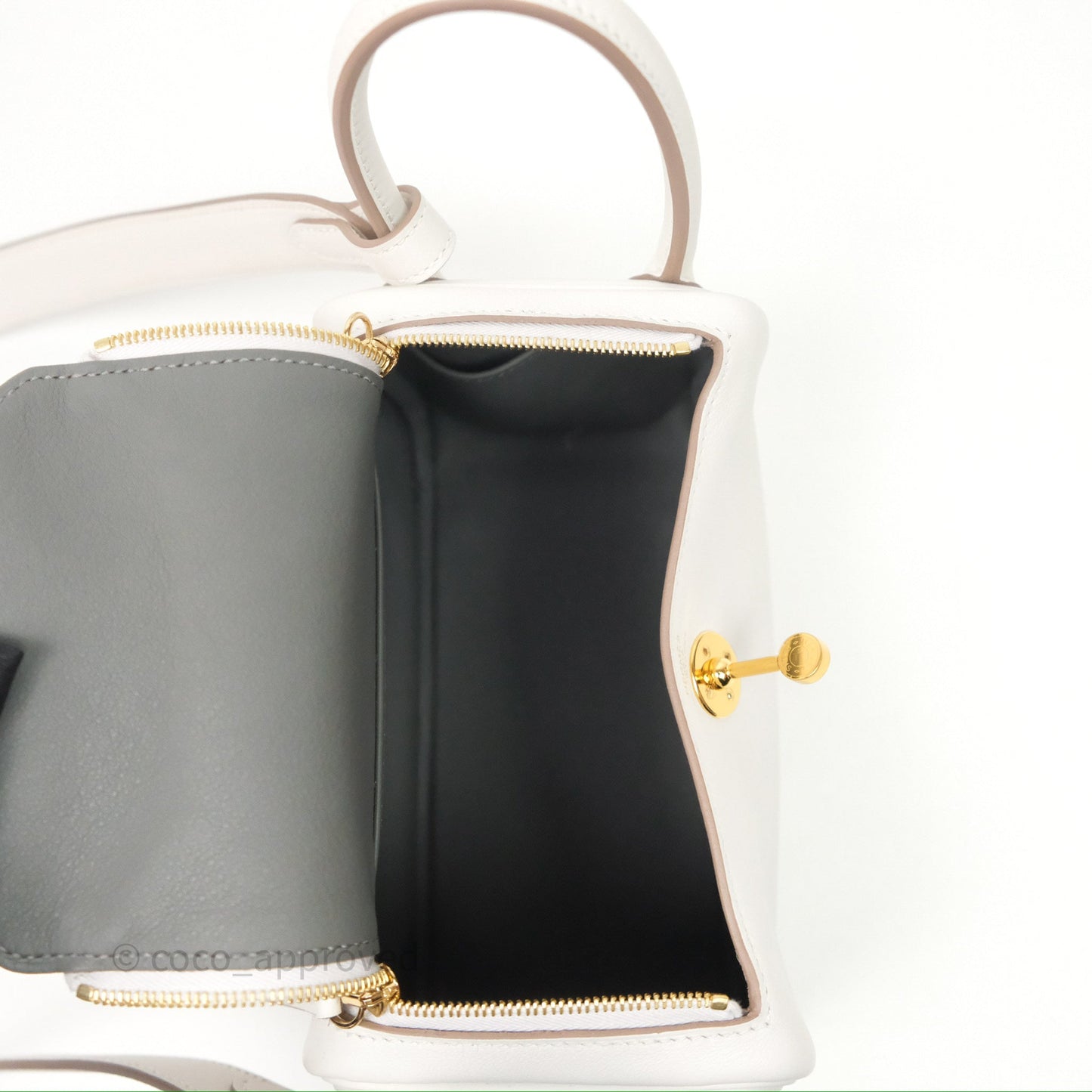 Hermès Mini Lindy 20 Gris Pale M4/ Gris Meyer 0L Swift Gold Hardware