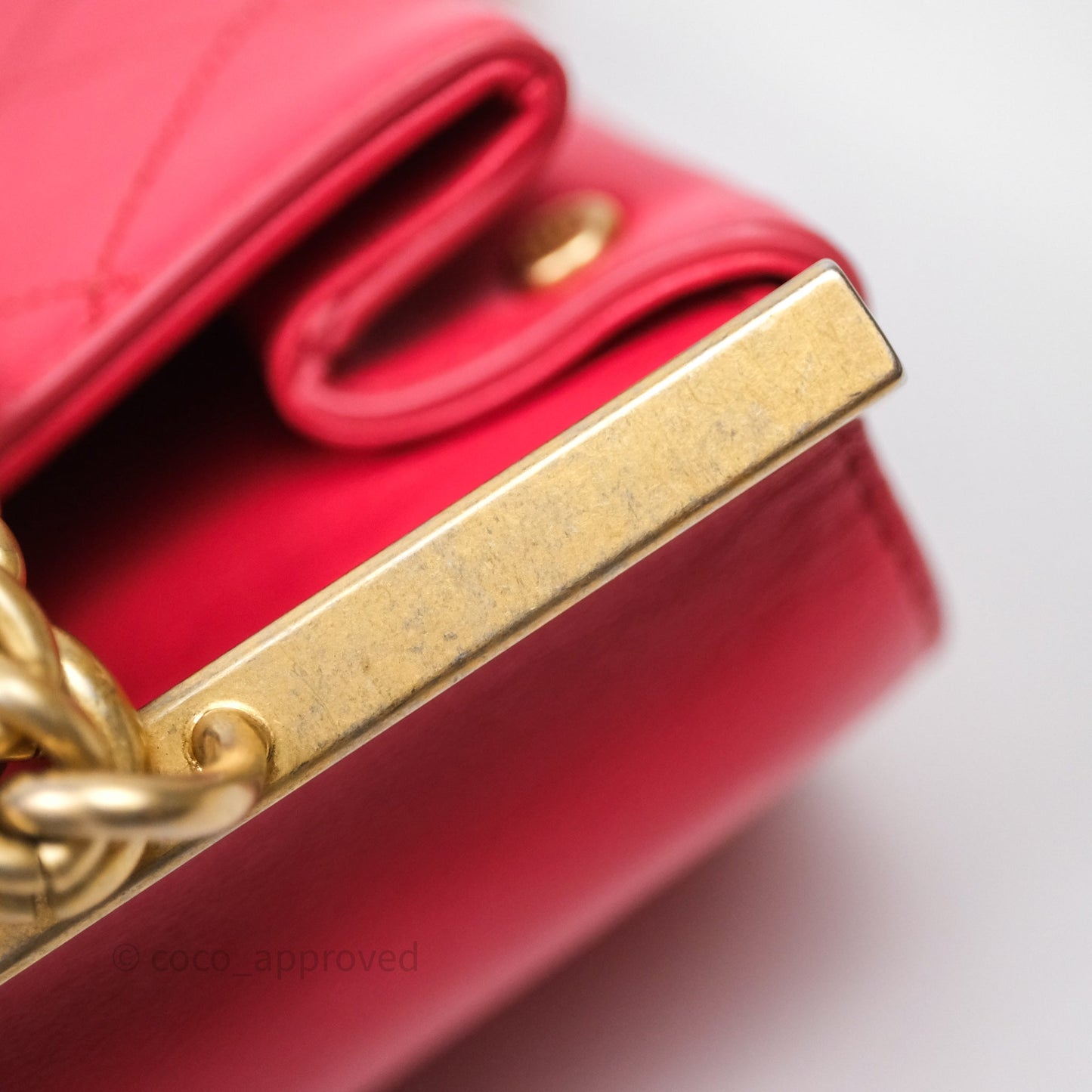 Chanel Small Coco Luxe Flap Bag Red Calfskin Aged Gold Hardware