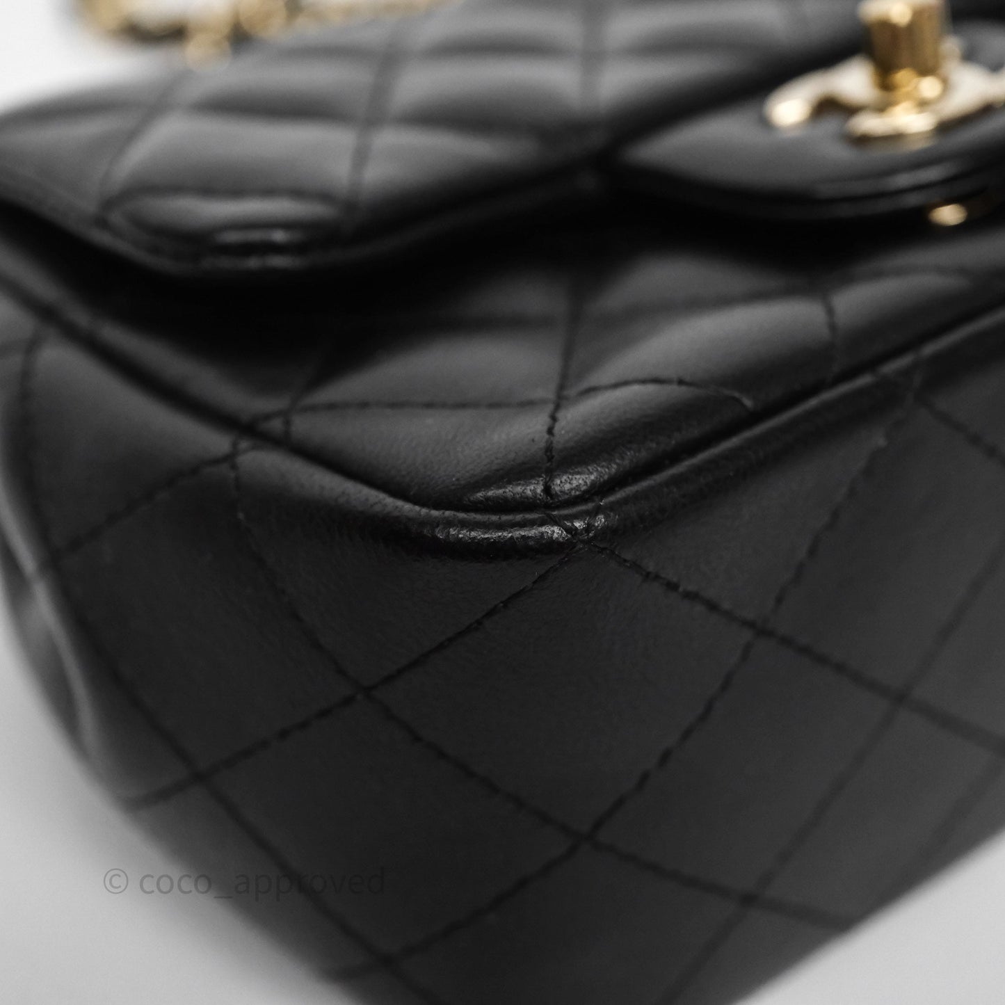 Chanel Mini Square Black Lambskin Gold Hardware