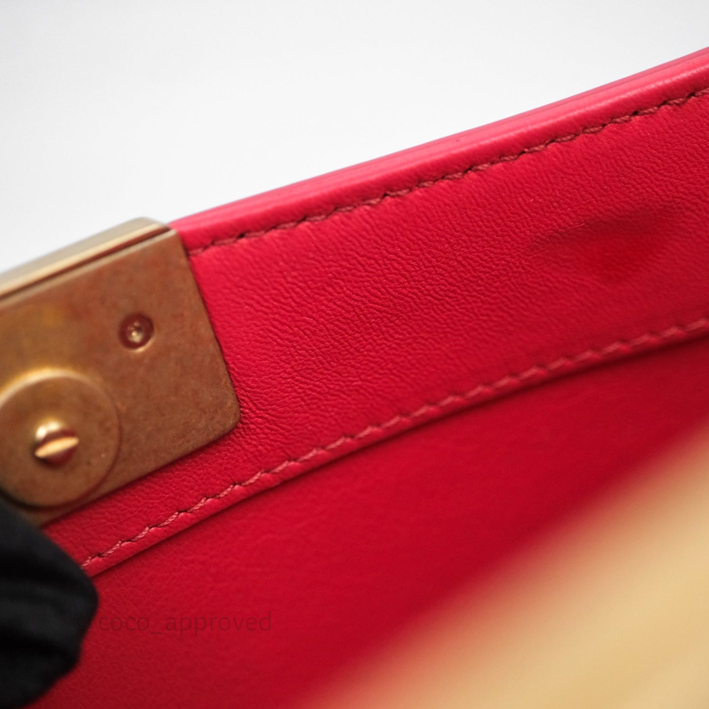 Chanel Small Coco Luxe Flap Bag Red Calfskin Aged Gold Hardware