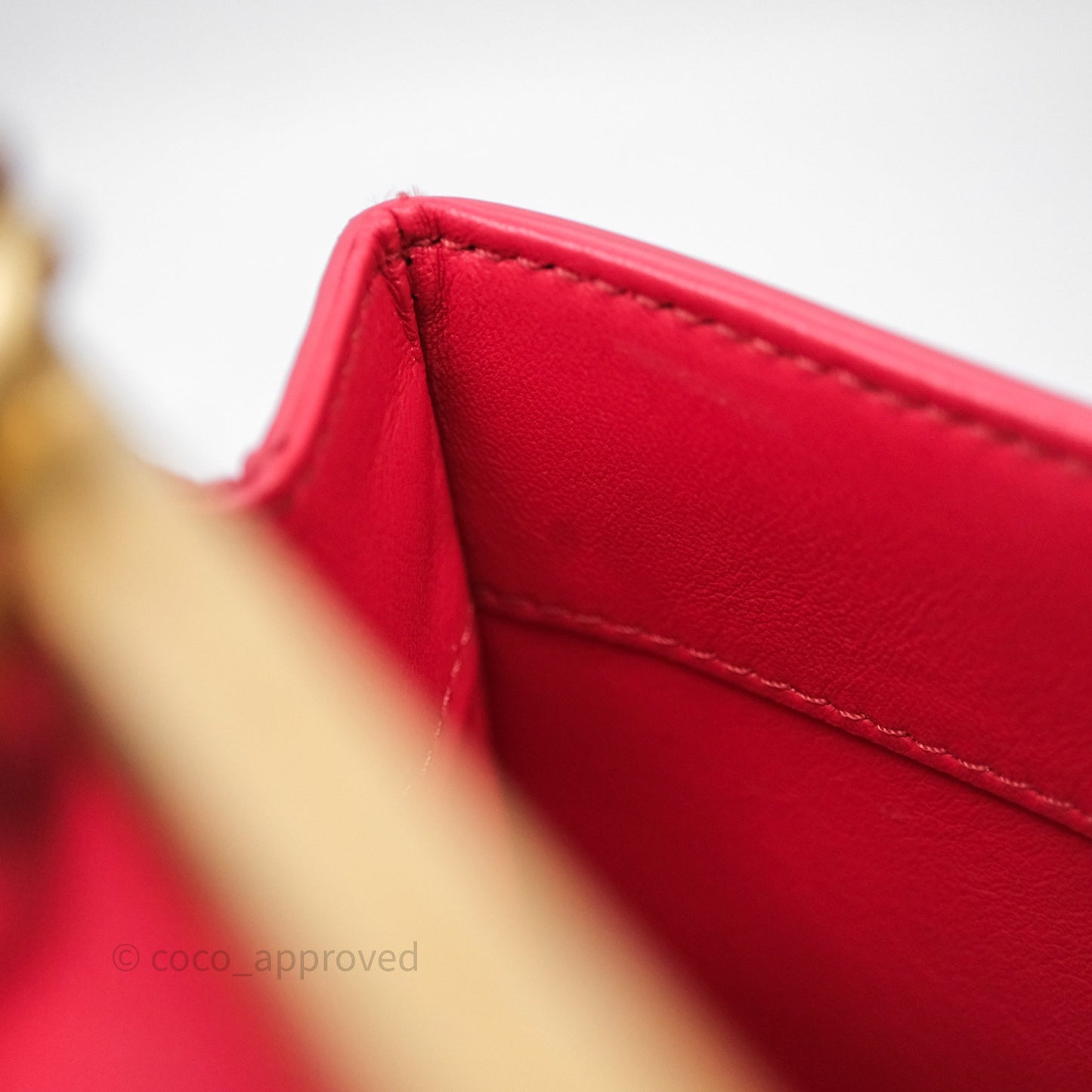Chanel Small Coco Luxe Flap Bag Red Calfskin Aged Gold Hardware
