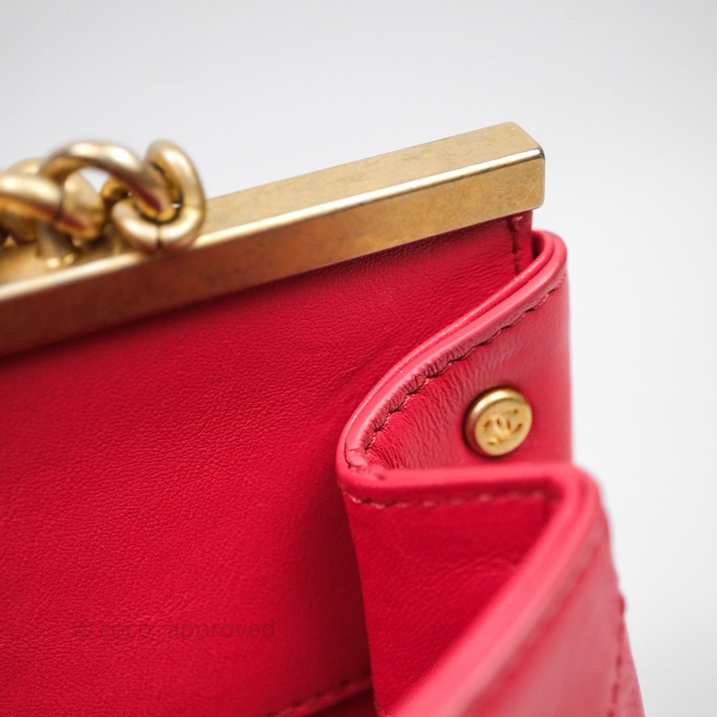 Chanel Small Coco Luxe Flap Bag Red Calfskin Aged Gold Hardware