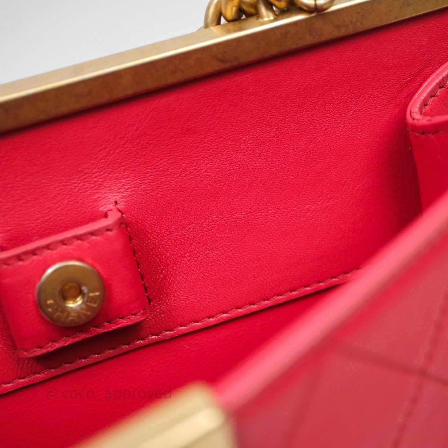 Chanel Small Coco Luxe Flap Bag Red Calfskin Aged Gold Hardware
