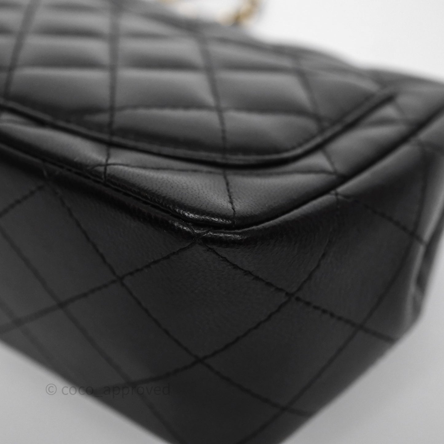 Chanel Mini Square Black Lambskin Gold Hardware