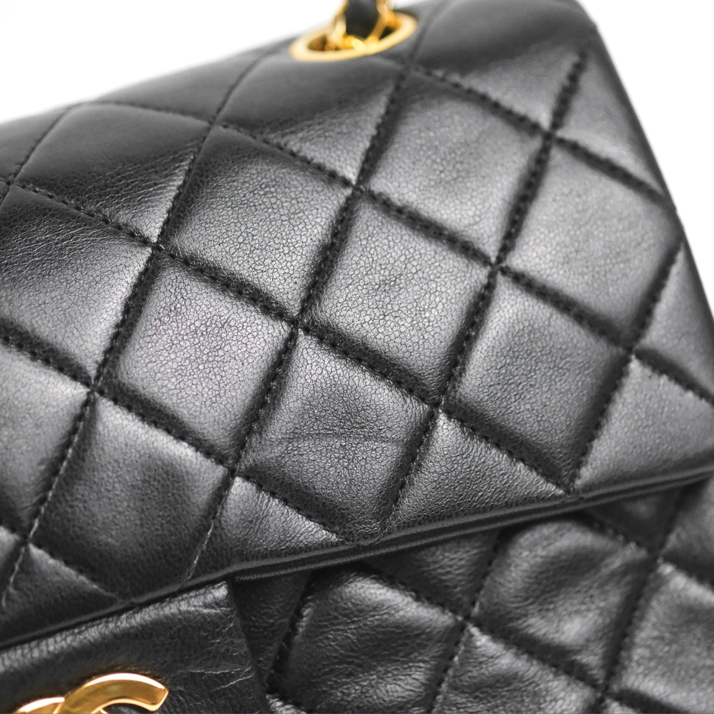 Chanel Vintage Small Classic Flap Black Lambskin 24K Gold Hardware