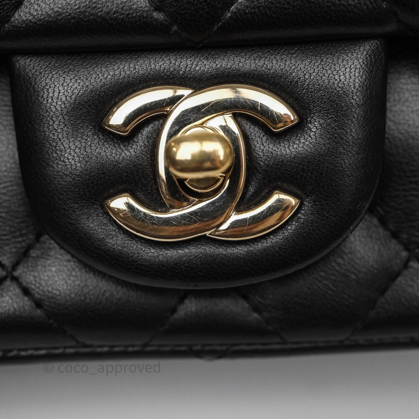 Chanel Mini Square Black Lambskin Gold Hardware