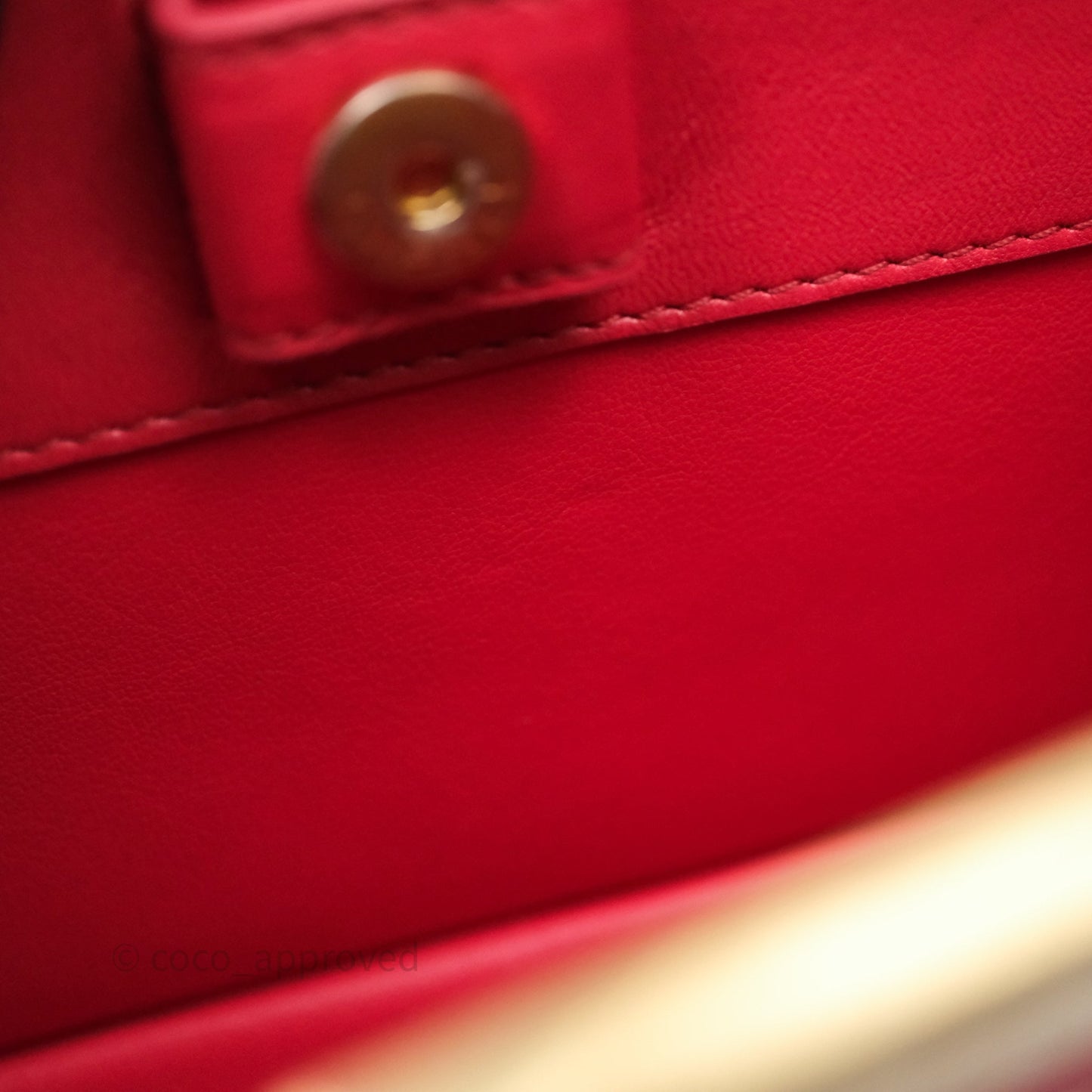 Chanel Small Coco Luxe Flap Bag Red Calfskin Aged Gold Hardware