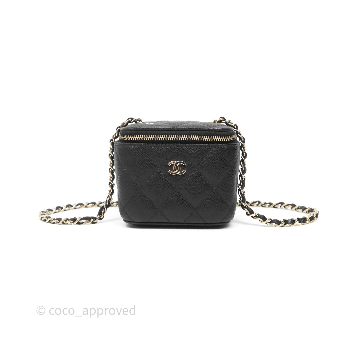 Chanel Mini Vanity With Chain Black Caviar Gold Hardware
