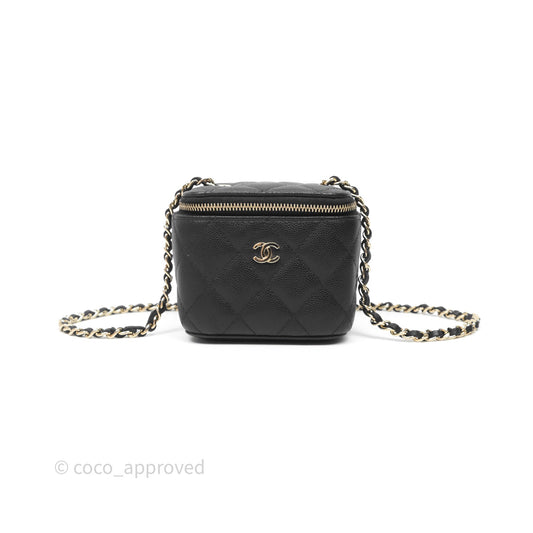 Chanel Mini Vanity With Chain Black Caviar Gold Hardware