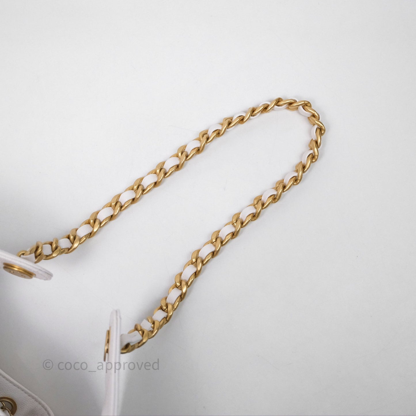 Chanel 25 Small White Caviar Aged Gold Hardware