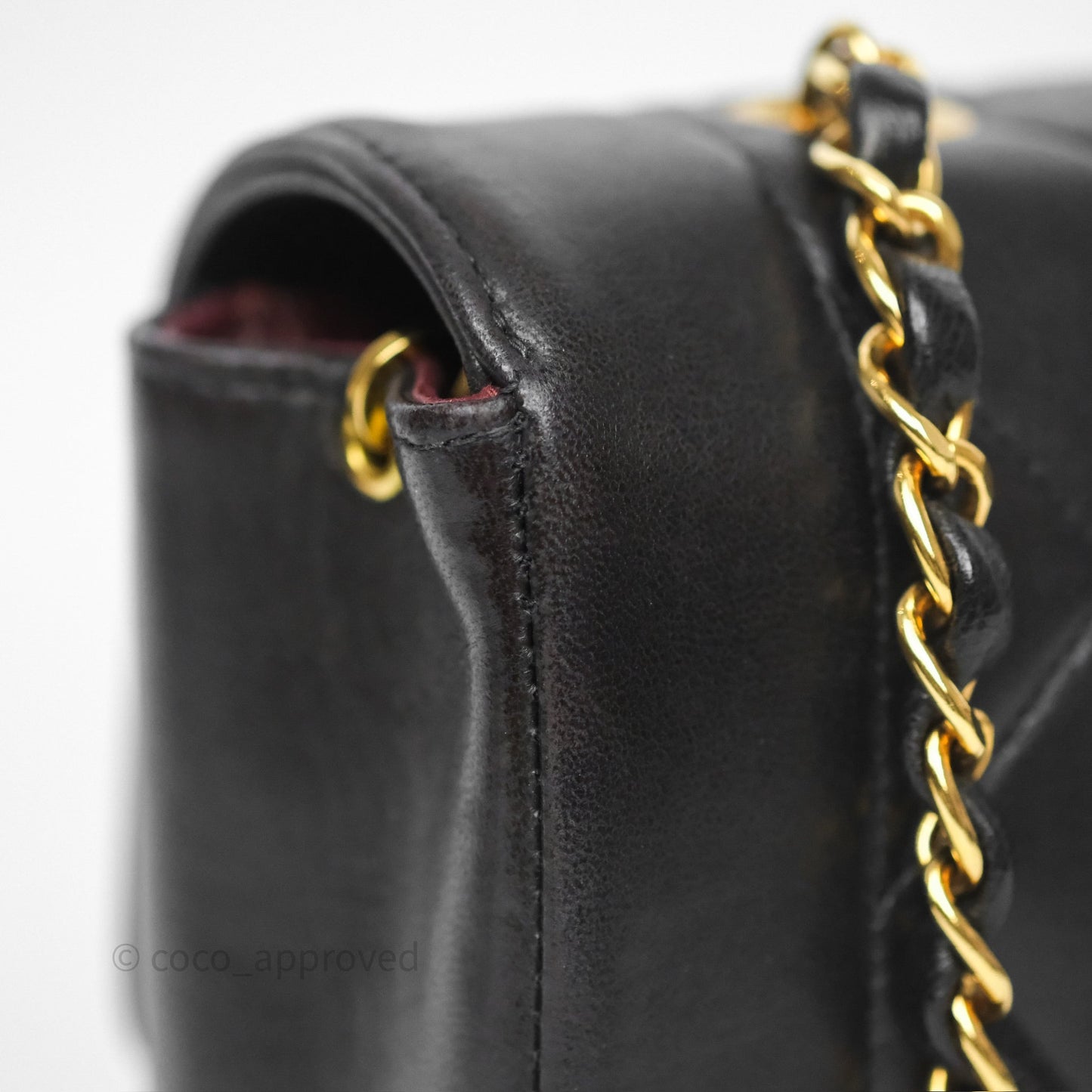 Chanel Vintage Small Diana Bag Quilted Black Lambskin 24K Gold Hardware