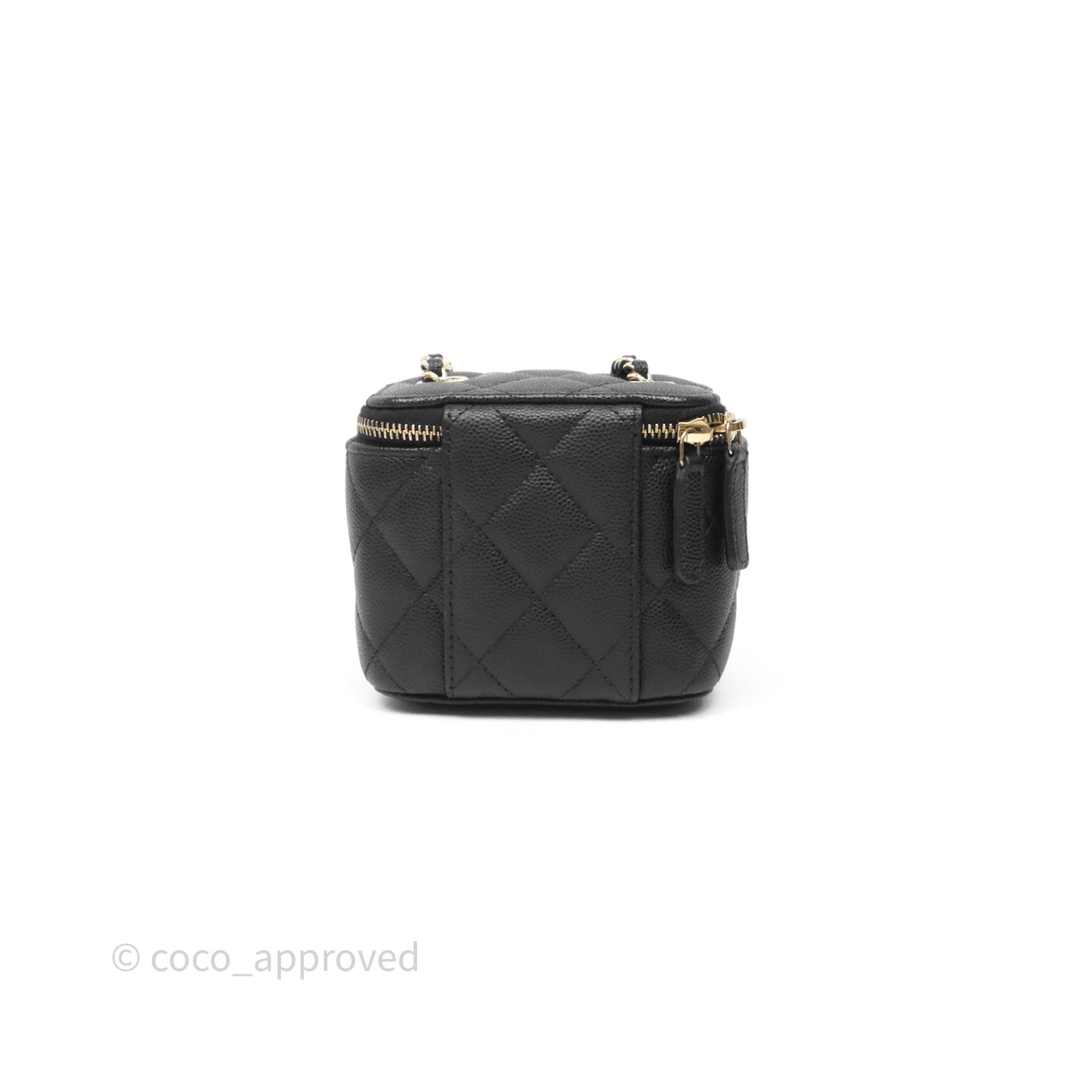 Chanel Mini Vanity With Chain Black Caviar Gold Hardware