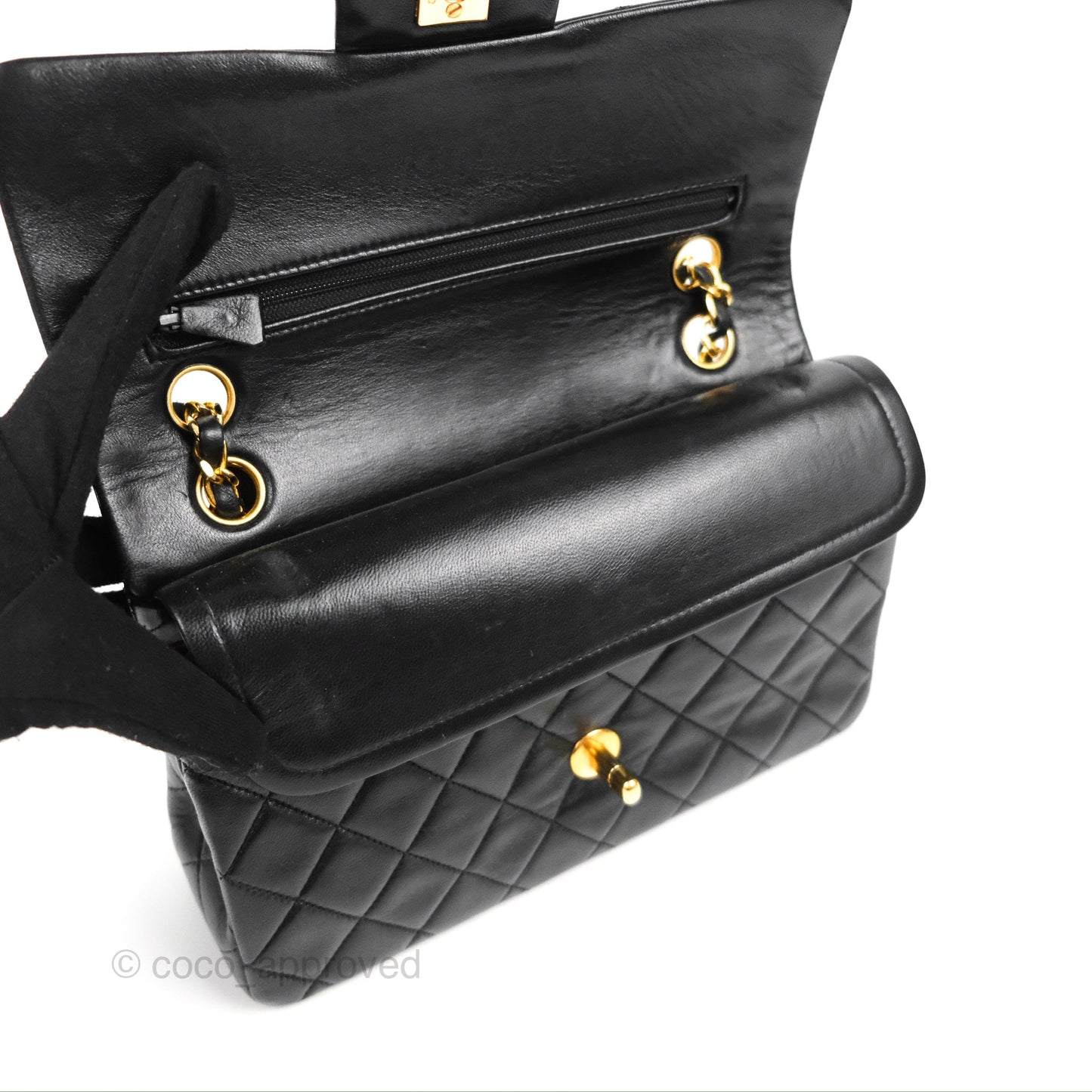 Chanel Vintage Small Classic Flap Black Lambskin 24K Gold Hardware
