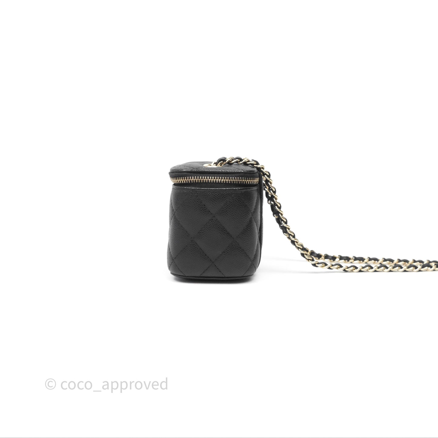 Chanel Mini Vanity With Chain Black Caviar Gold Hardware