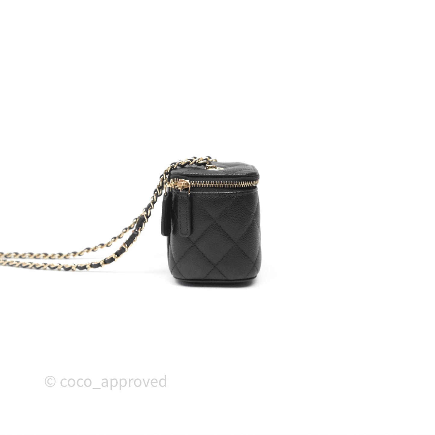 Chanel Mini Vanity With Chain Black Caviar Gold Hardware