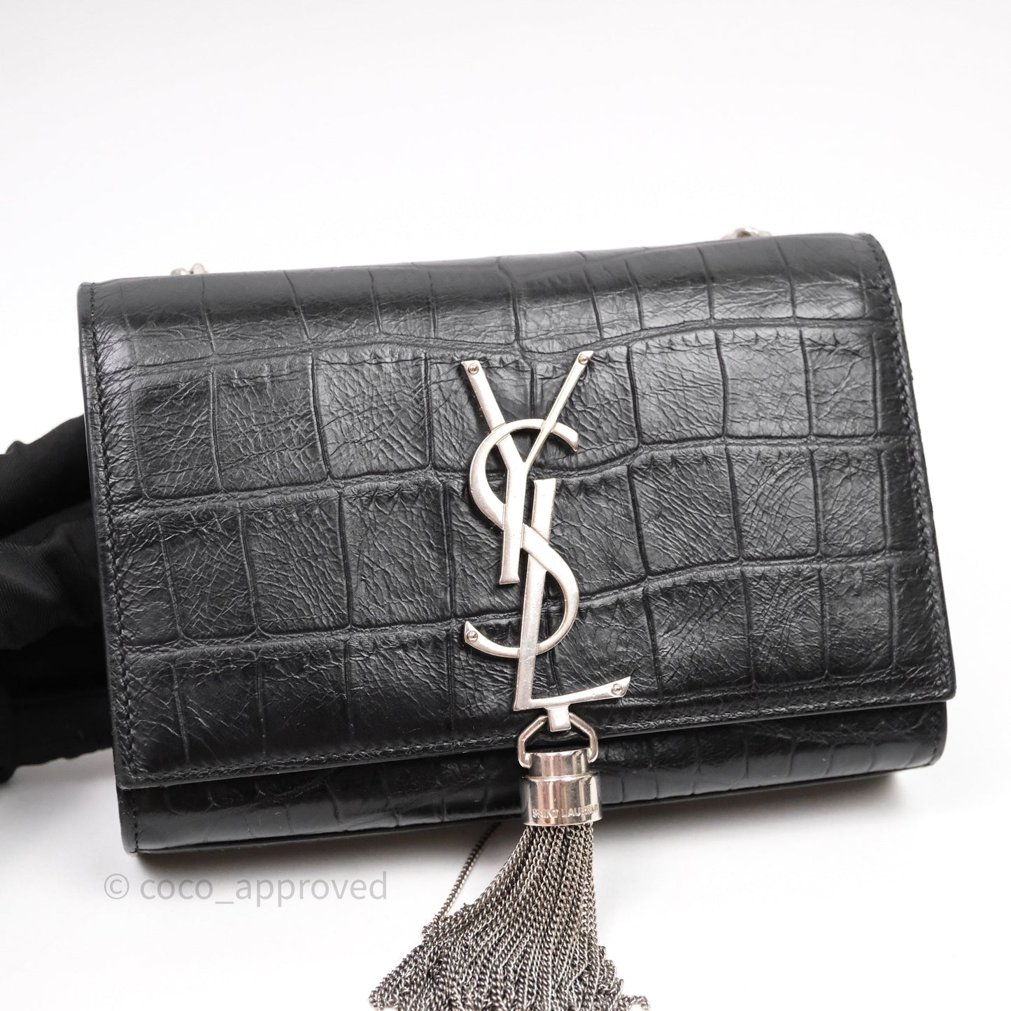 Saint Laurent Kate Tassel Bag Black Silver Hardware