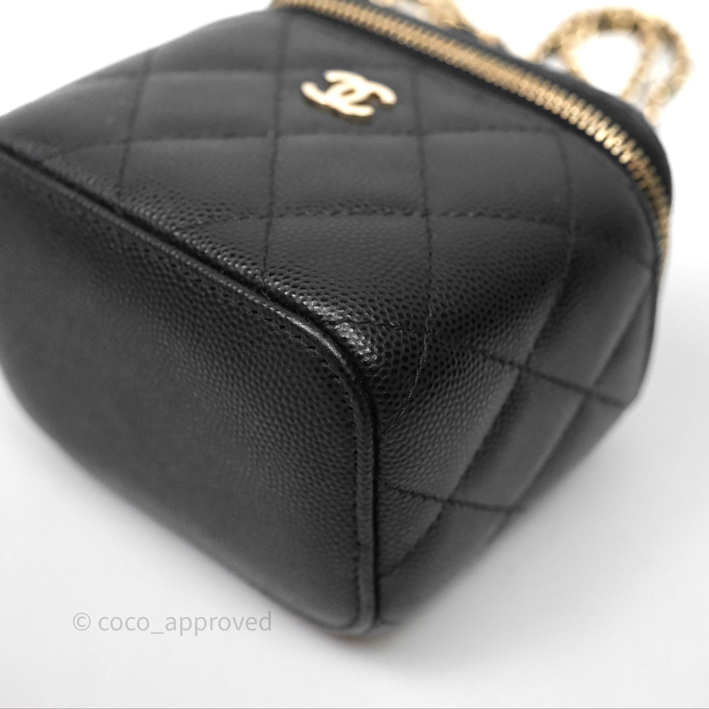 Chanel Mini Vanity With Chain Black Caviar Gold Hardware