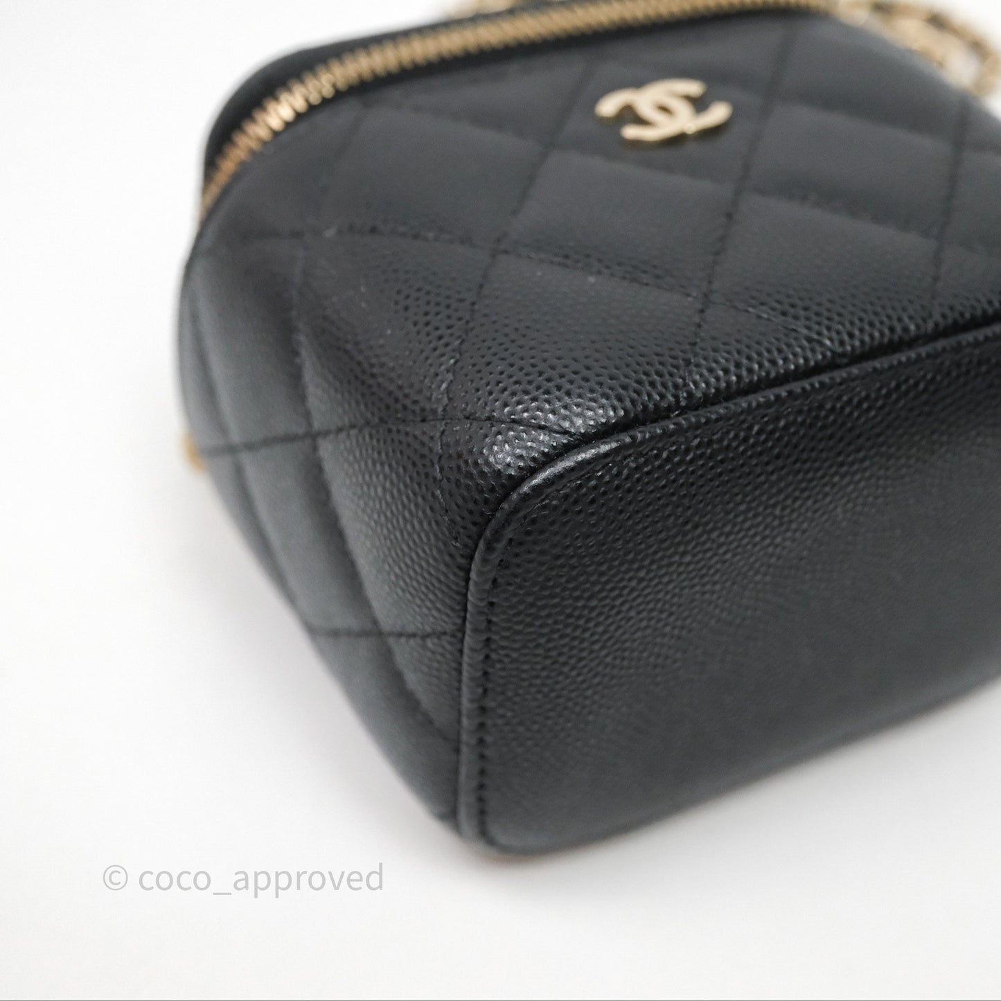 Chanel Mini Vanity With Chain Black Caviar Gold Hardware