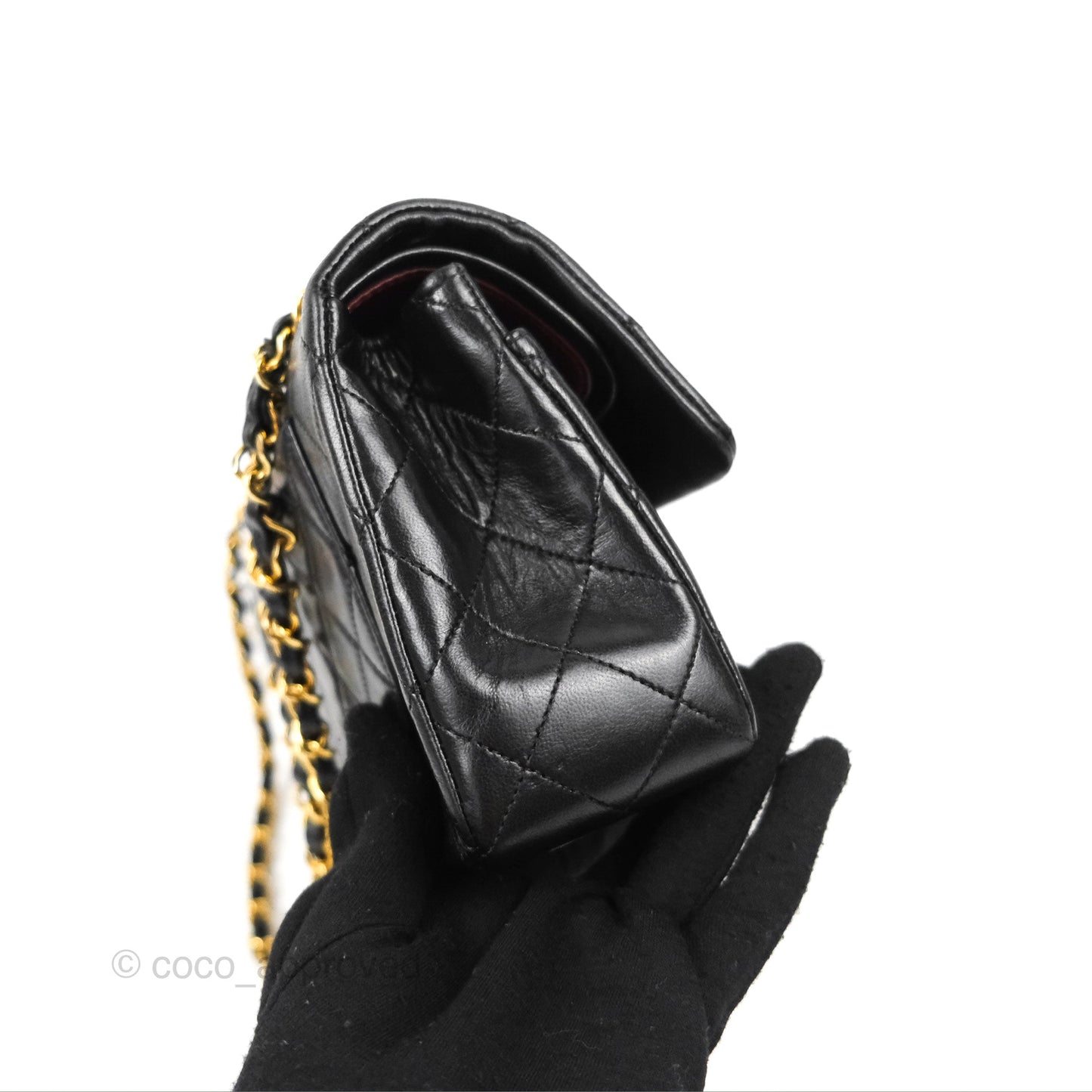 Chanel Vintage Small Classic Flap Black Lambskin 24K Gold Hardware